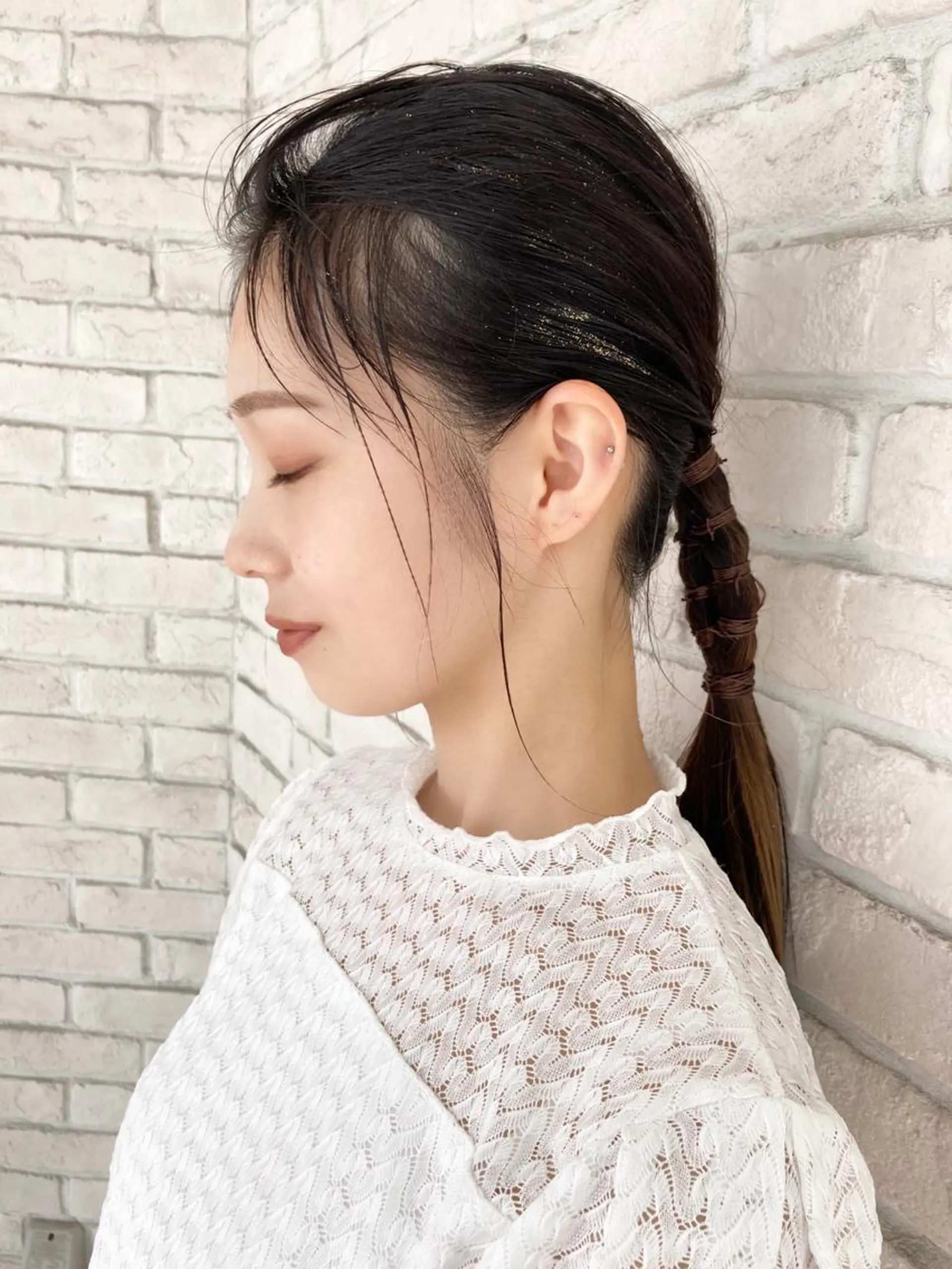 ヘアアレンジ 白髪ぼかしハイライト ヘアアレンジのヘアスタイル