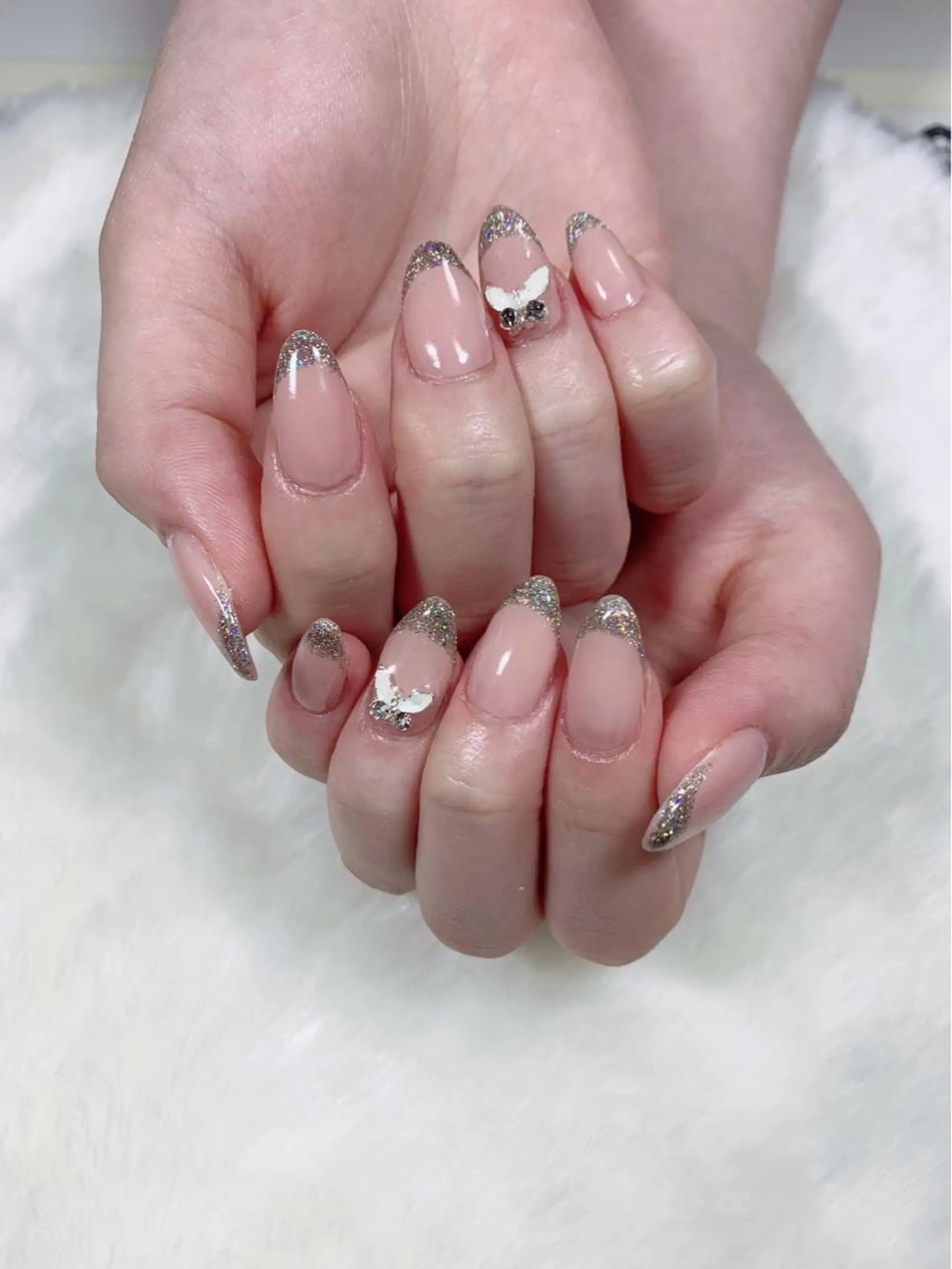 ネイル フレンチネイル ラメ(グリッター) ワンカラーネイル salon EMANのネイルデザイン