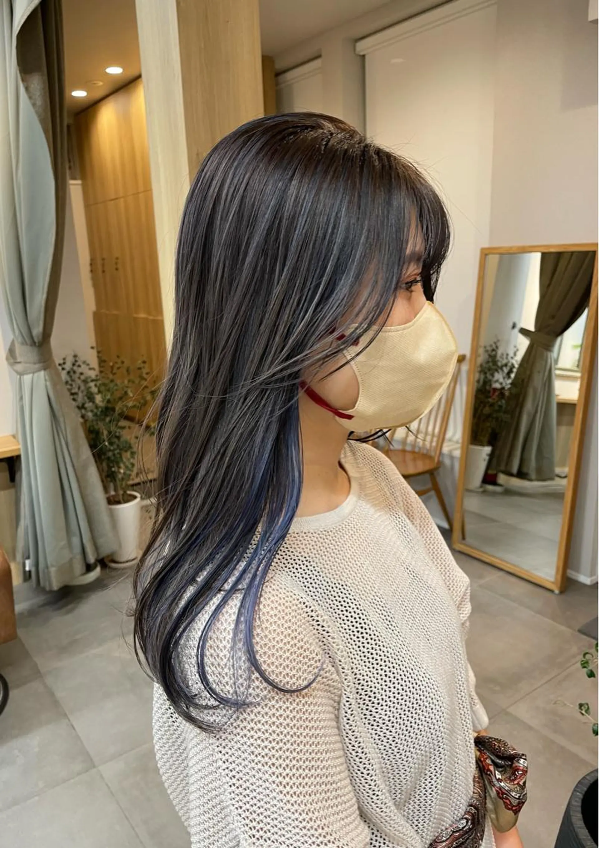 ロング カラー ブルーカラー インナーカラー 今だけカット無料✨ 表参道美容師　井出光のヘアスタイル