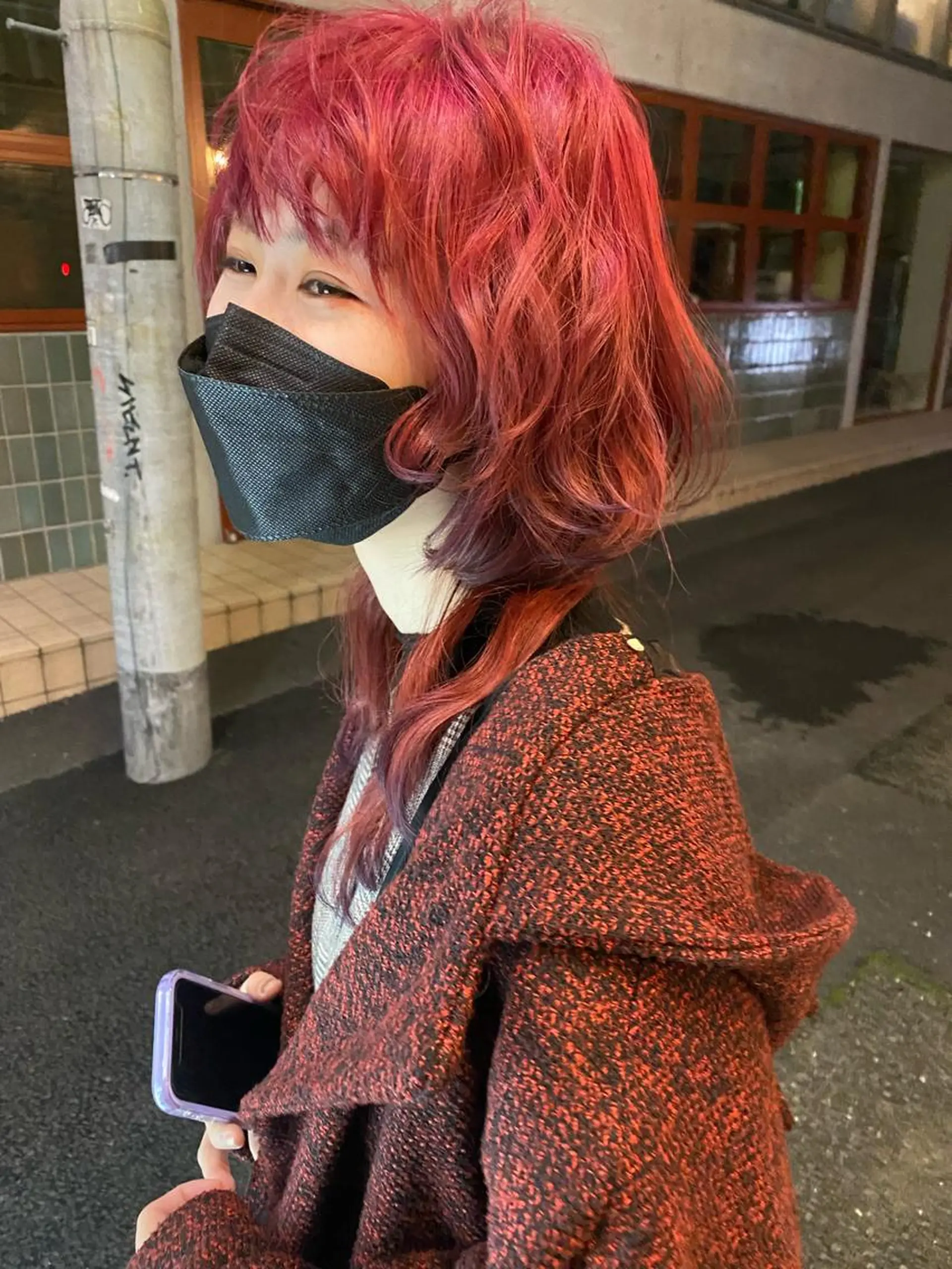 ロング カラー ダブルカラー オレンジ ヘアカラー トリートメント 千 田のヘアスタイル