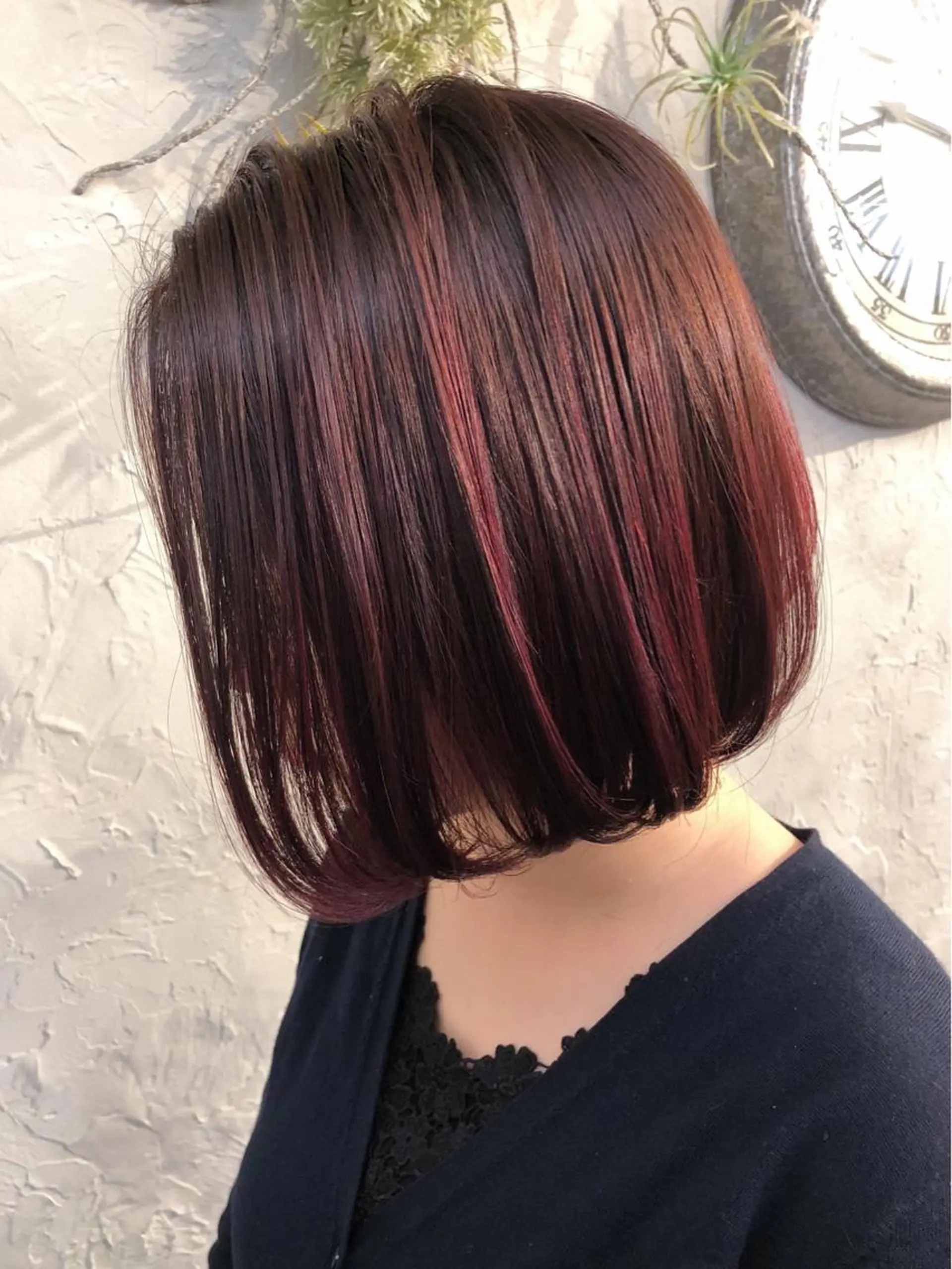 セミロング カラー ハイライトカラー レッドカラー ハイライト hair studio nico所属・田中 健太郎のヘアスタイル