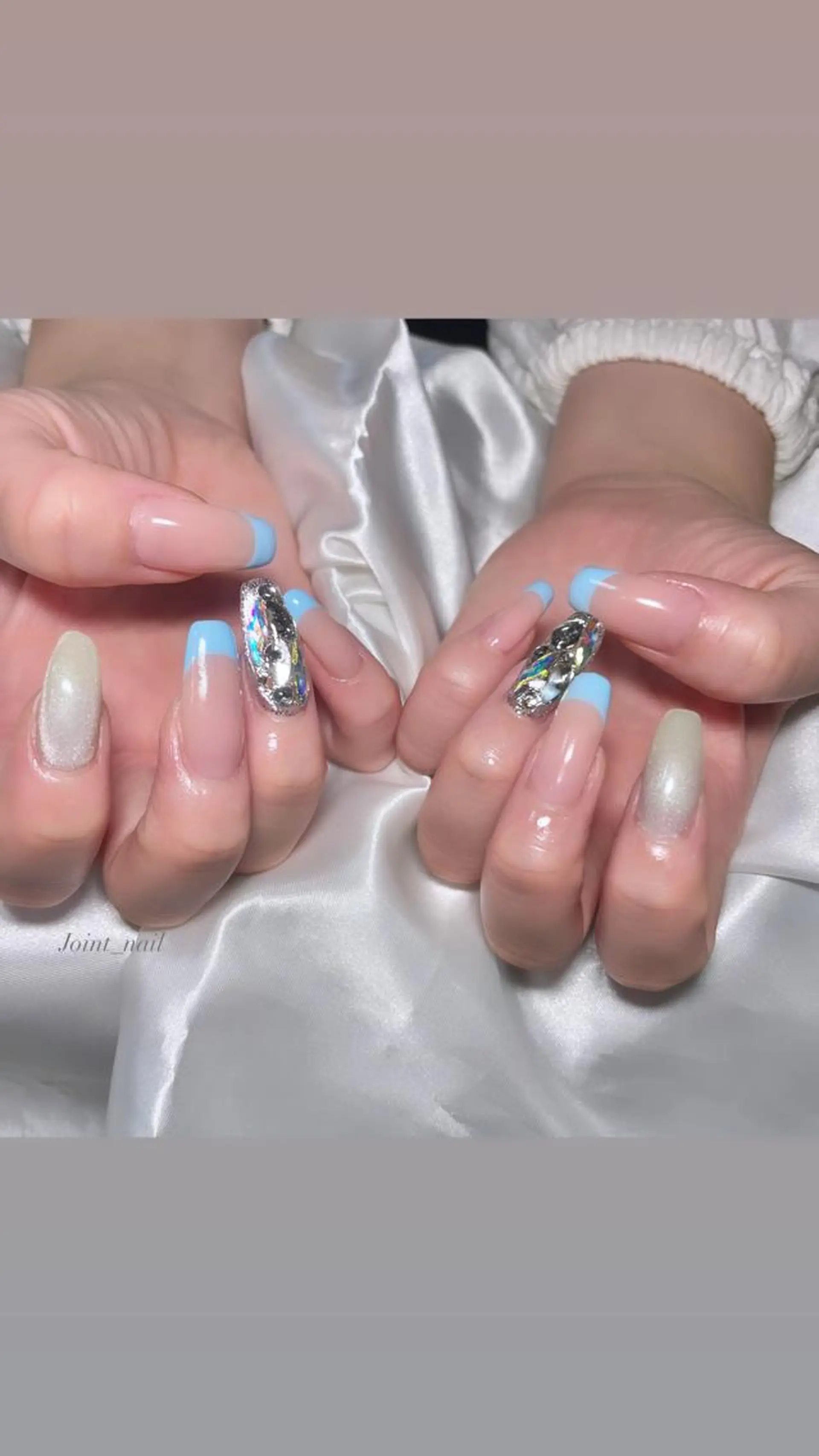 ネイル ブルー パステルネイル ストーンネイル Joint_ nailのネイルデザイン