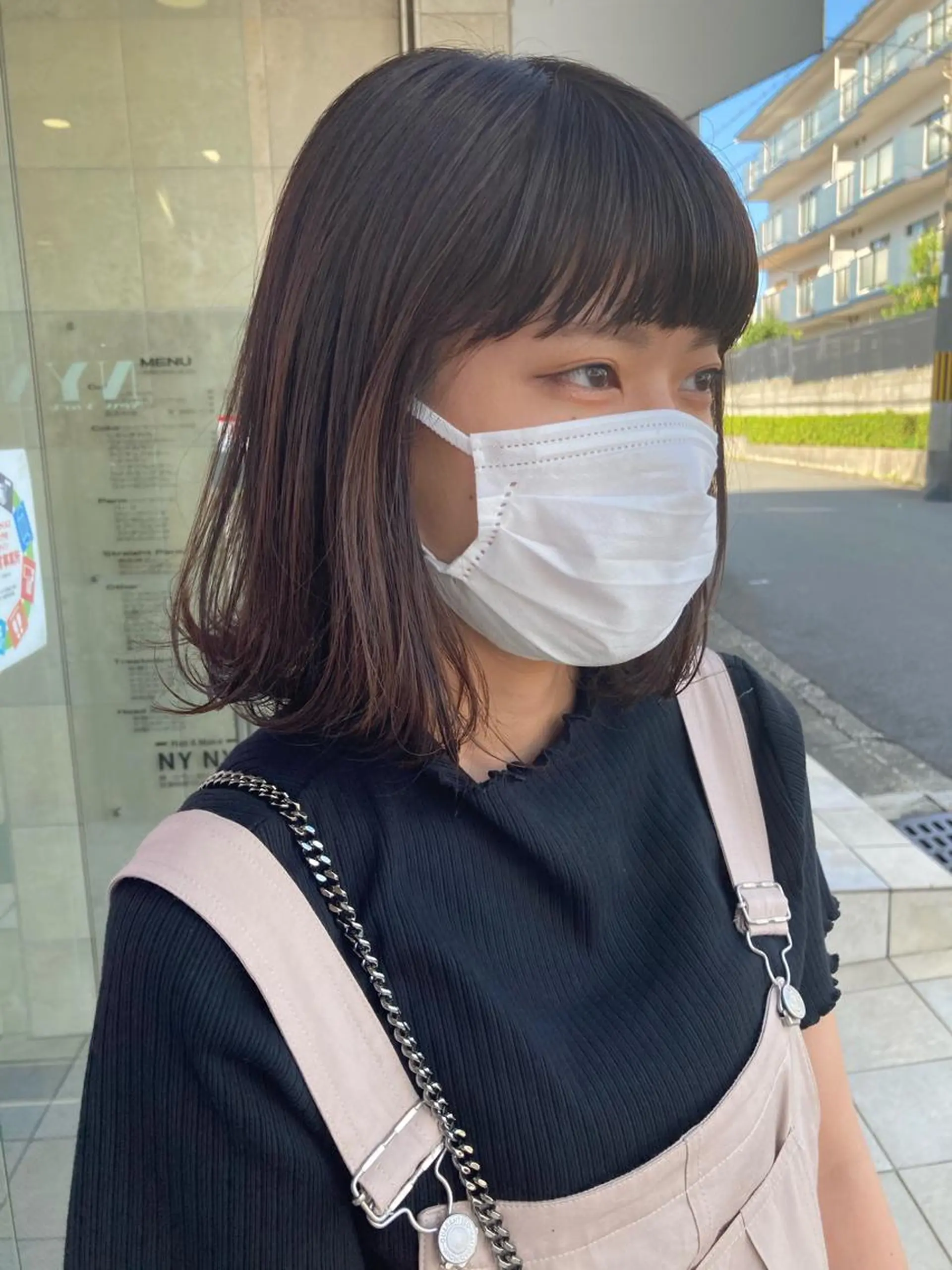 ミディアム カラー 顔周りカット 伸ばしかけ カット ヘアカラー トリートメント 田中 あかねのヘアスタイル