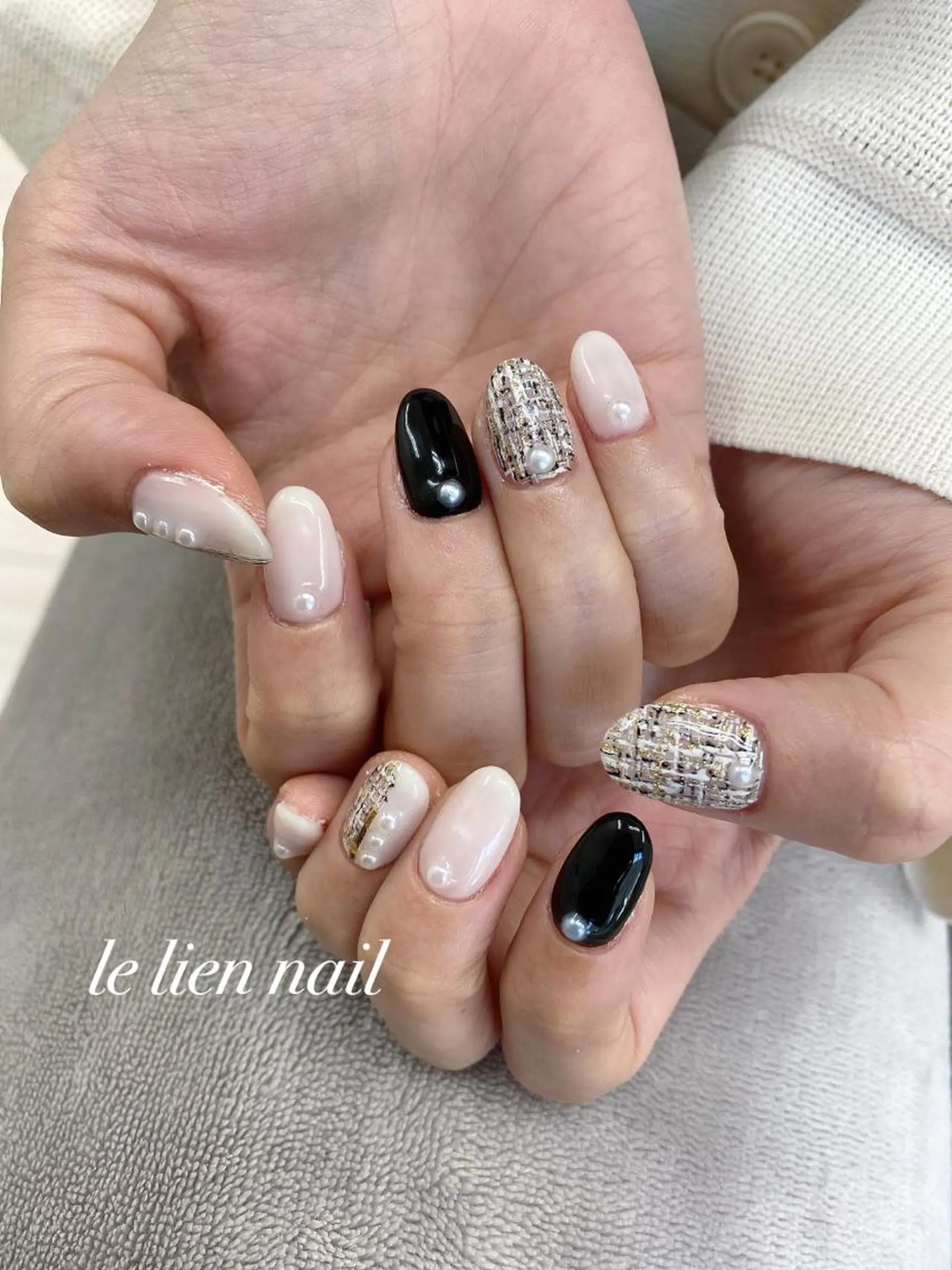 ネイル アートネイル ツイードネイル ハンドネイル le lien nailのネイルデザイン