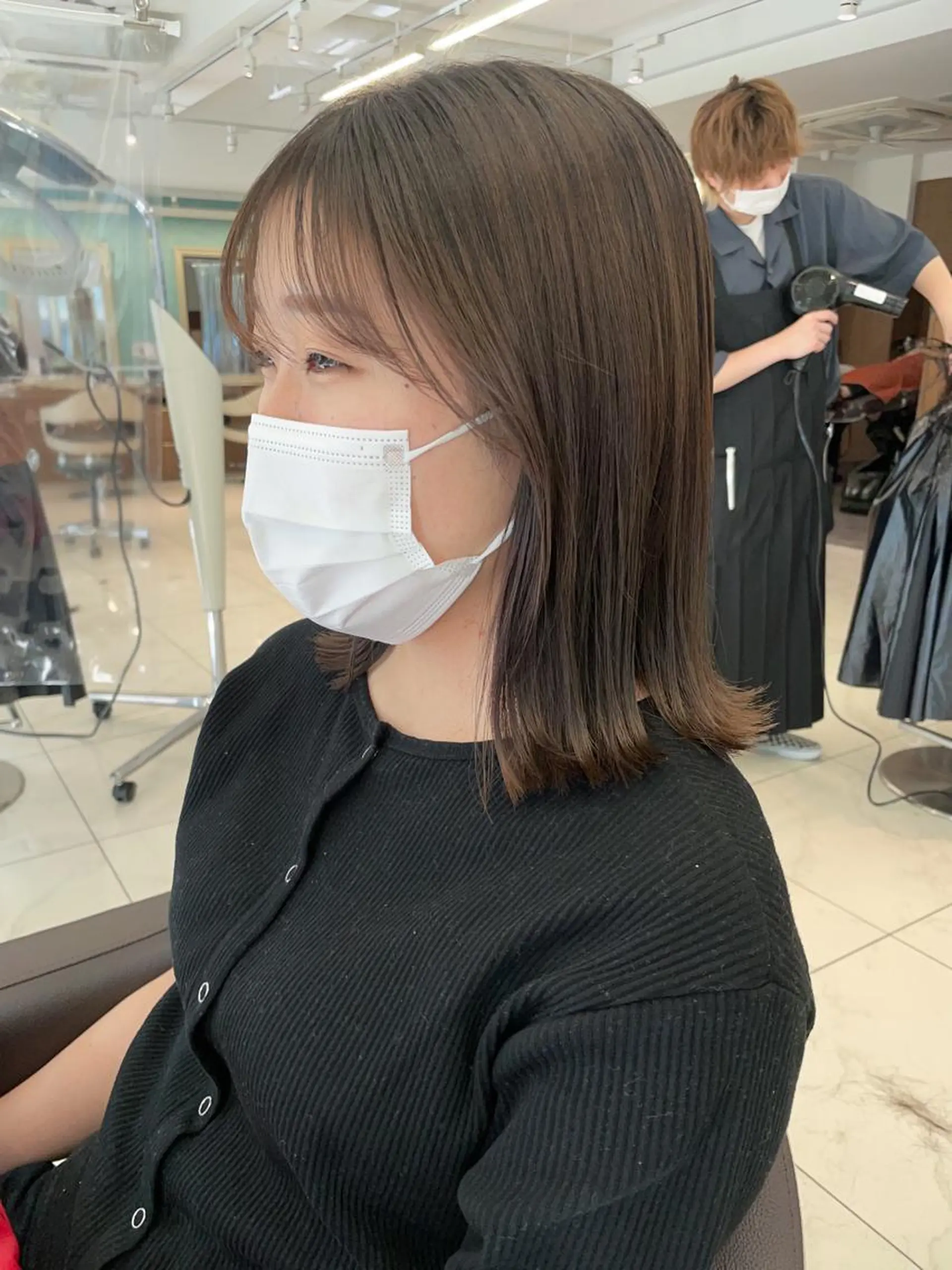 ミディアム カラー パーマ ベージュカラー 外ハネヘア カット ヘアカラー 縮毛矯正 福島成美/髪質改善 縮毛矯正/カラーのヘアスタイル