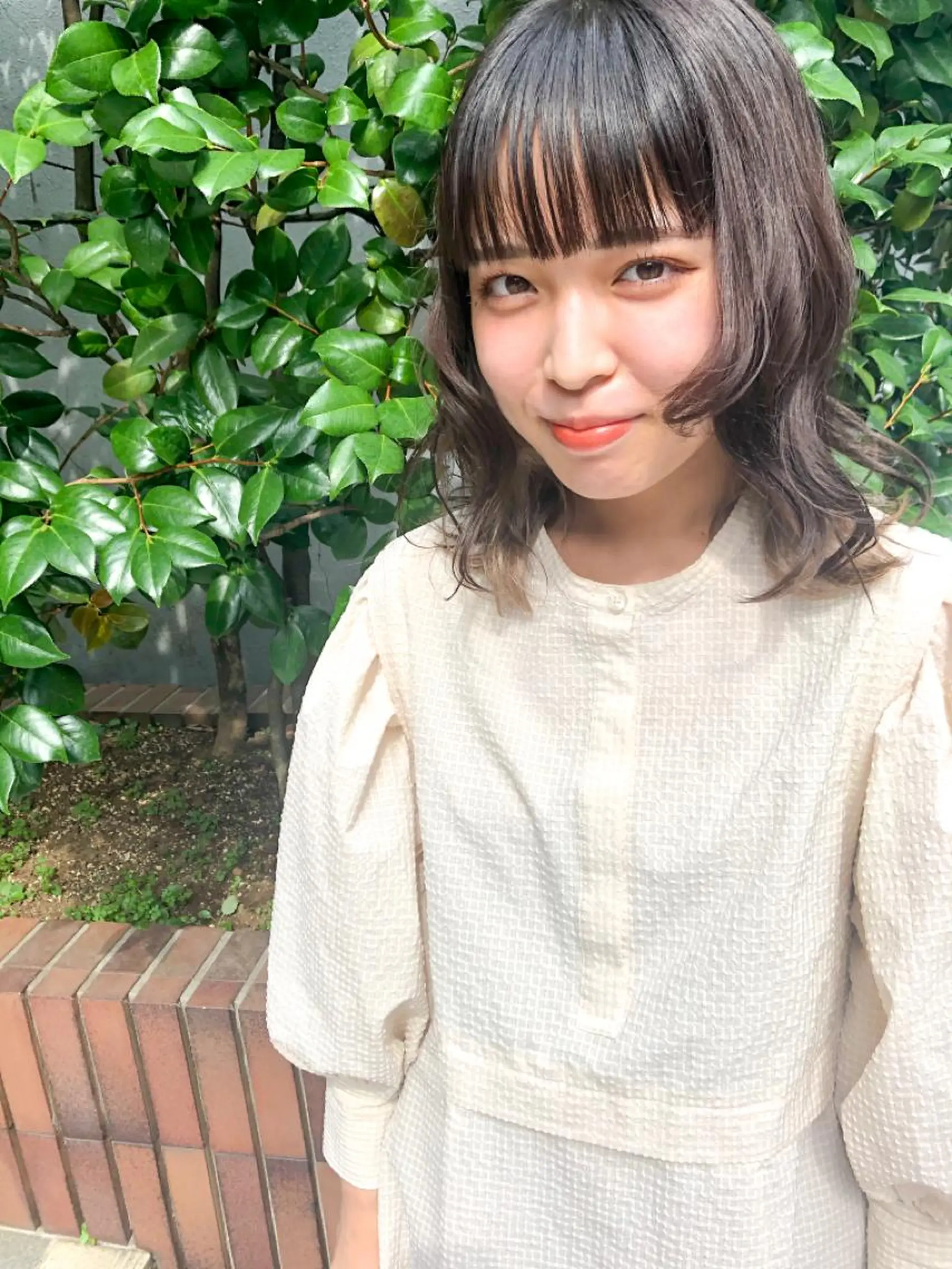 ミディアム カラー パーマ 長井 美佳のヘアスタイル