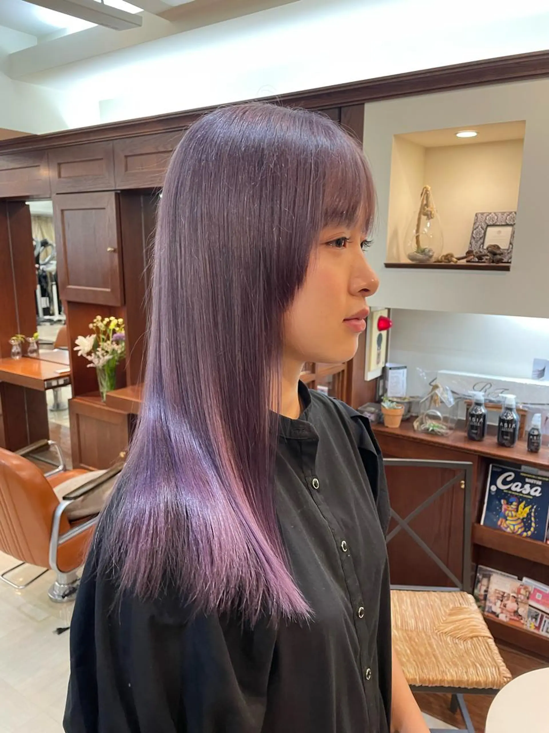 セミロング カラー ハイトーンカラー League サトウナツのヘアスタイル