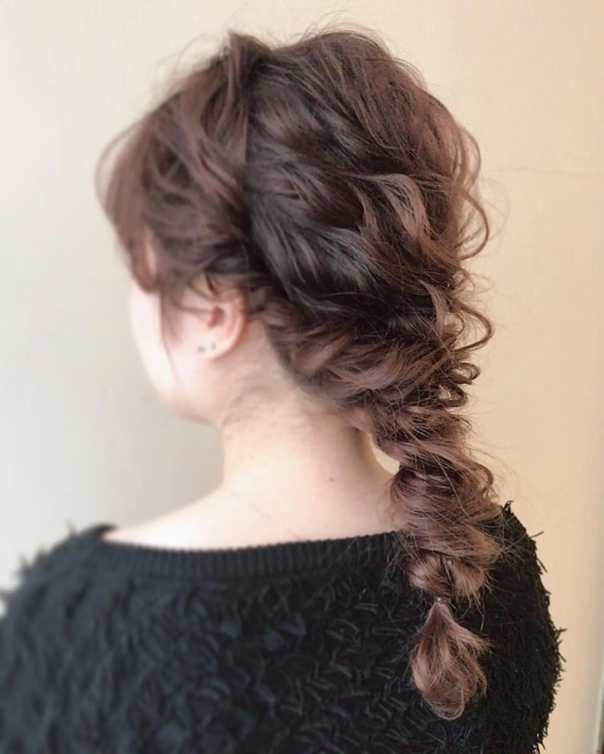 セミロング ヘアアレンジ 三つ編み 小顔カット ⭐️ アユミ⭐️のヘアスタイル