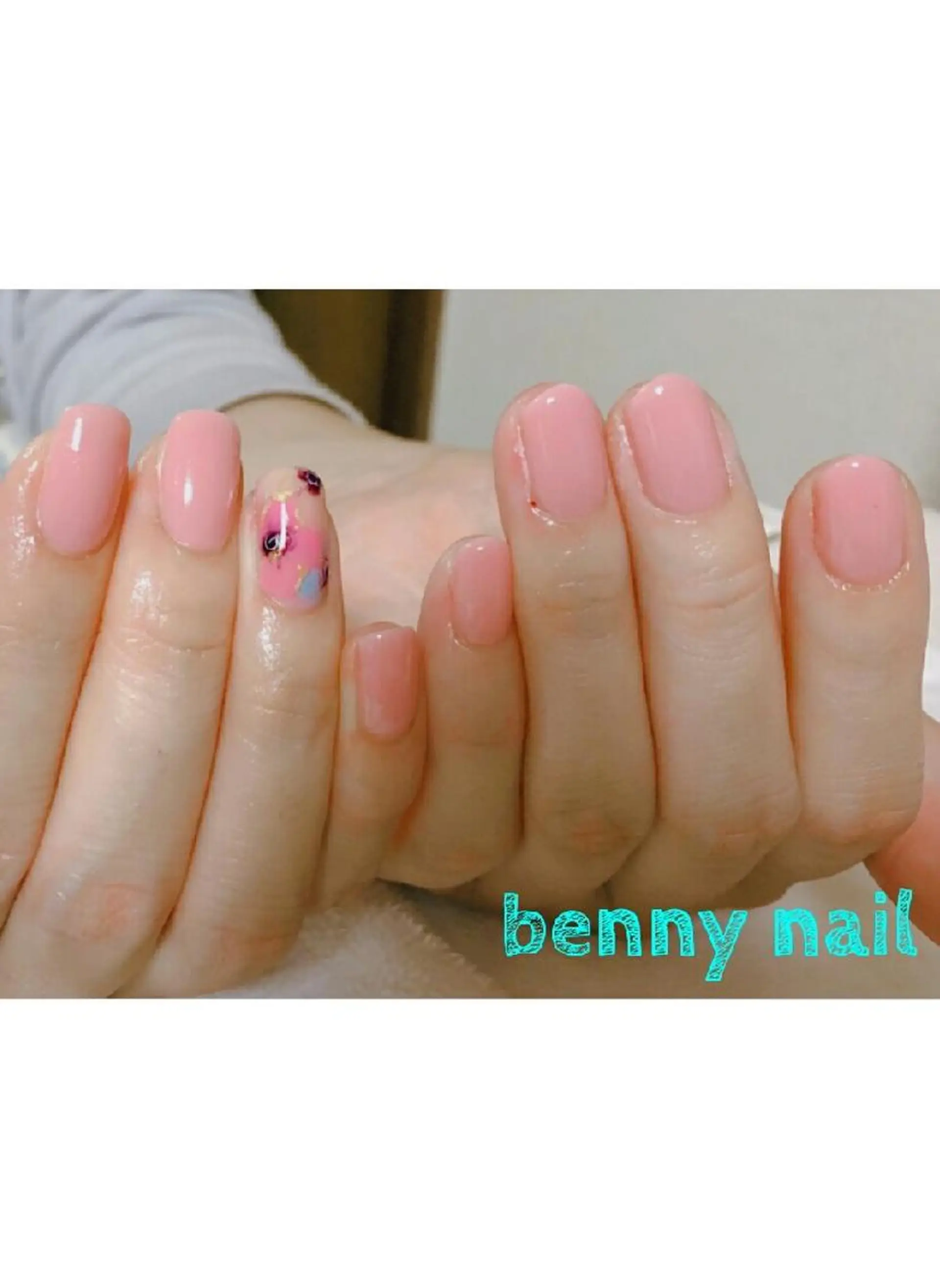 ネイル アートネイル ワンカラーネイル ピンク 最終受付23時半 benny nailのネイルデザイン