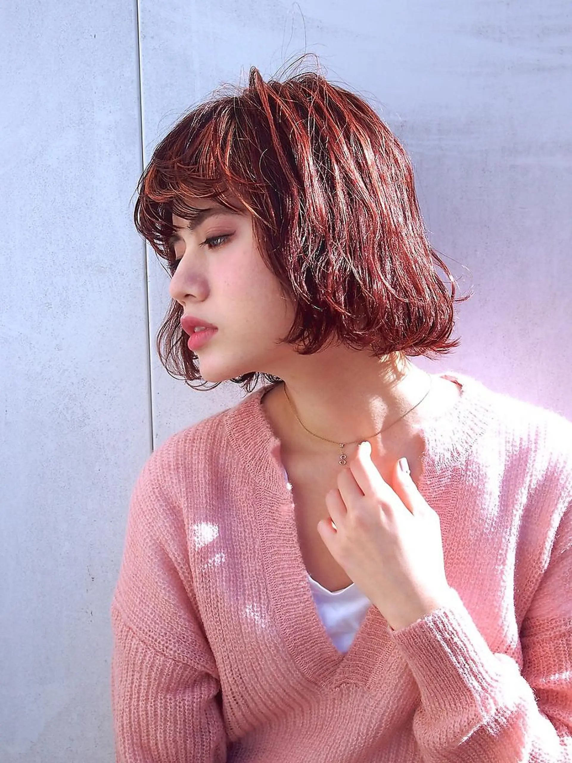 ミディアム パーマ カラー ミディアムパーマ レッドカラー 🍒矢ヶ崎珠枝 🍒Directorのヘアスタイル