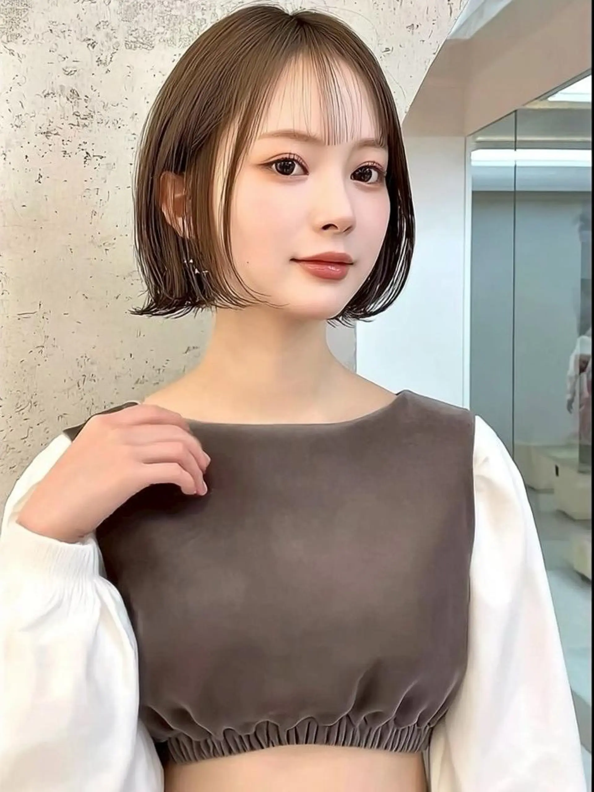 ミディアム 切りっぱなしボブ ショートボブ ボブ 髪質改善 縮毛矯正 ✨髪質改善ストレート ✨/ミヤビのヘアスタイル