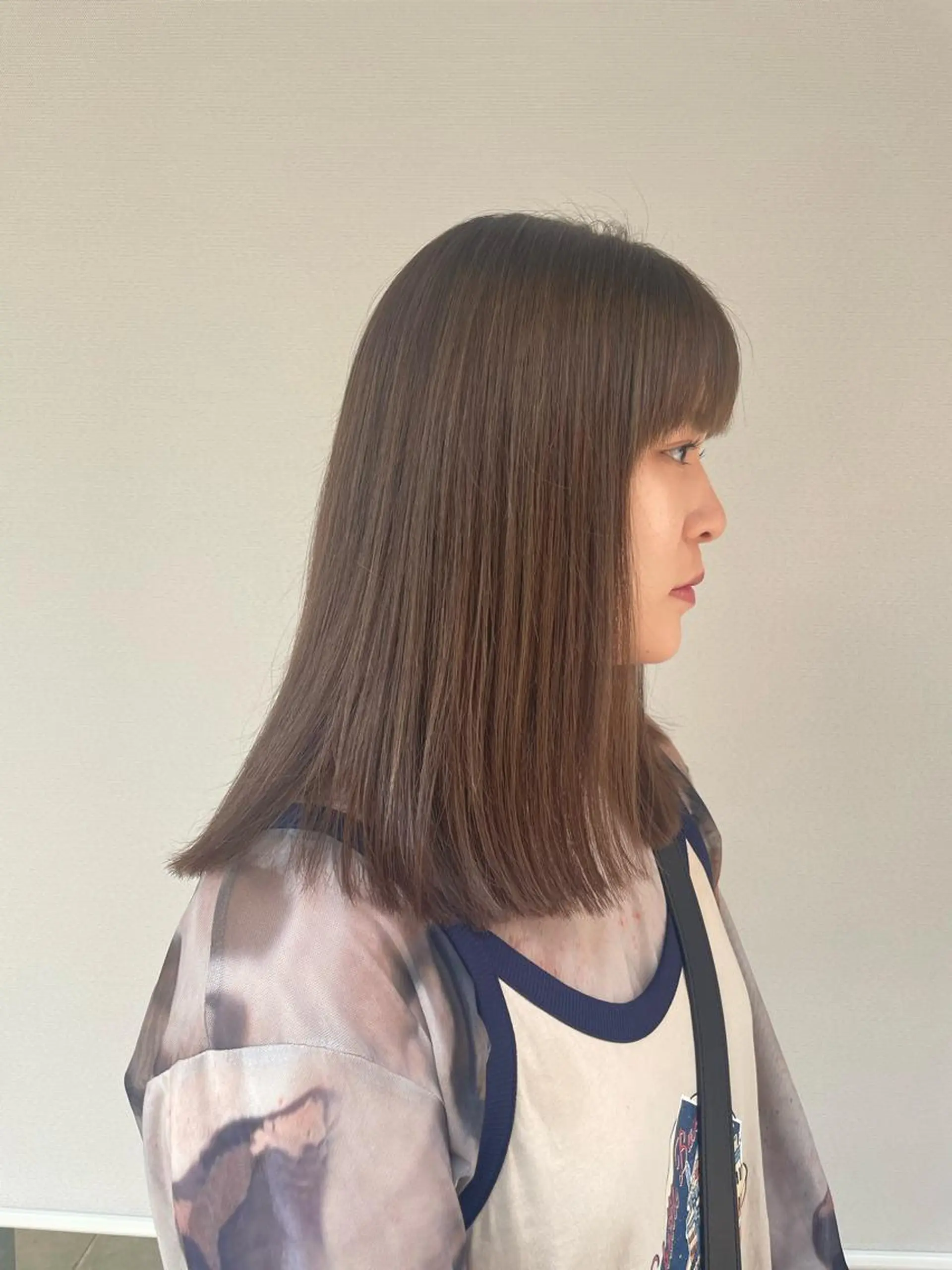 セミロング パーマ セミロングパーマ ハイライト 縮毛矯正 ストレートパーマ ナガミネアリサ/ 学芸大学/海外ヘアのヘアスタイル