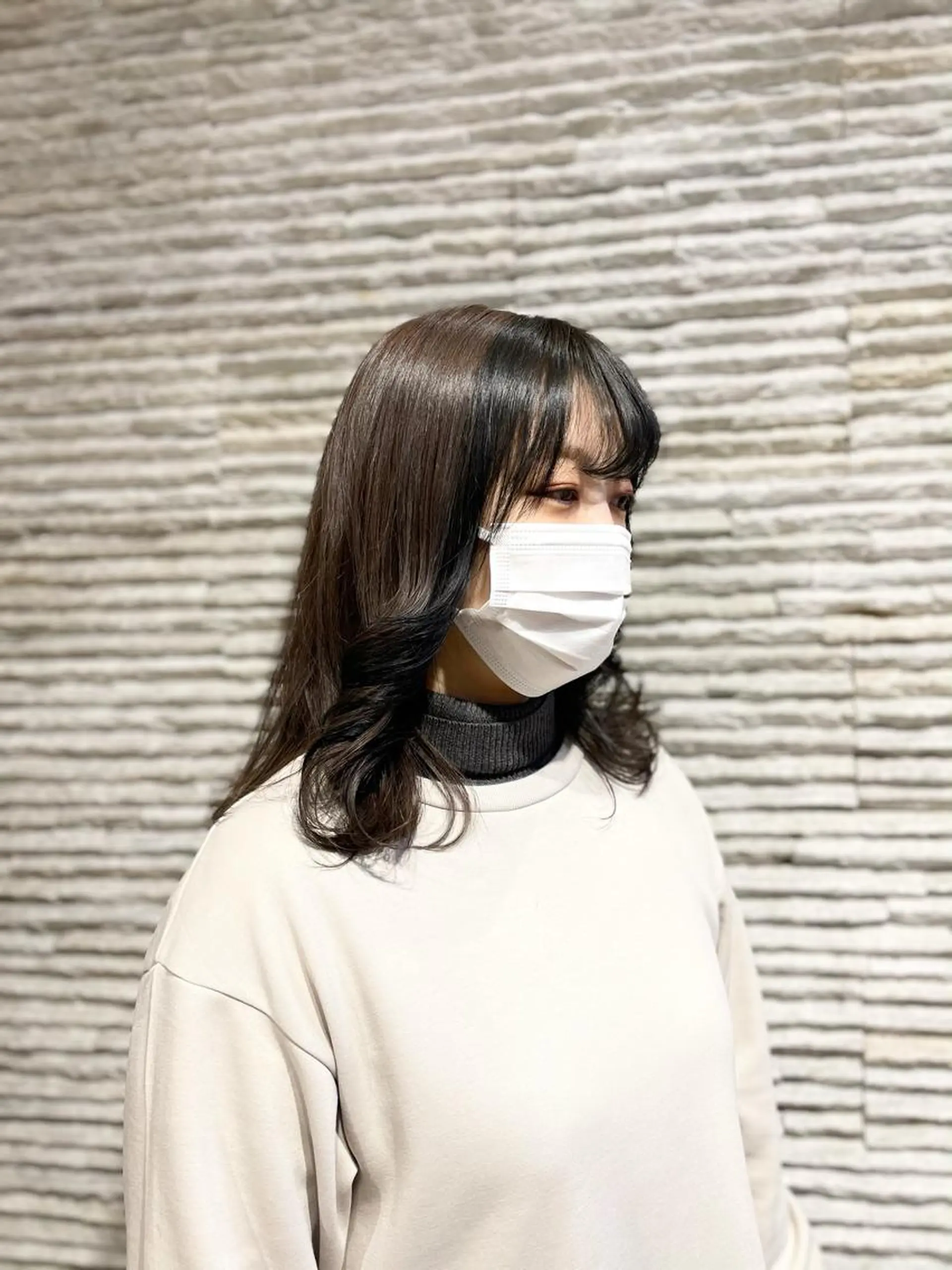 ミディアム ミストバング ヘアカラー 嶋田 ゆきのヘアスタイル
