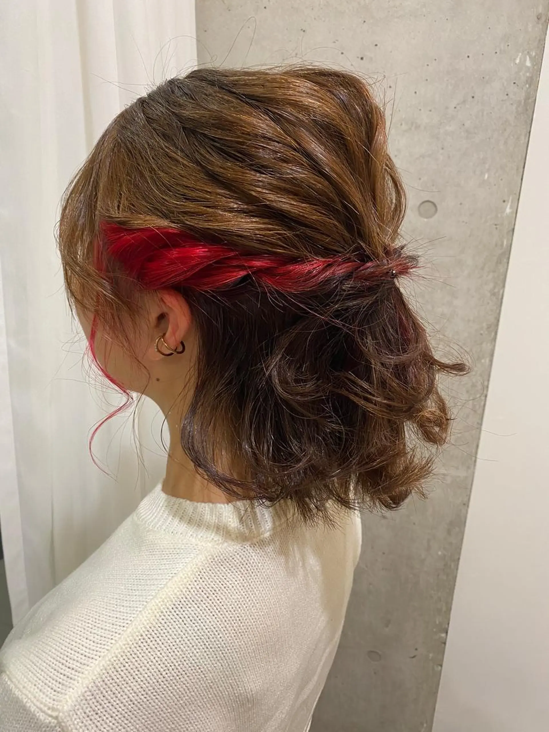 ミディアム カラー ヘアアレンジ ヘアカラー ヘアセット 田中 アキオのヘアスタイル