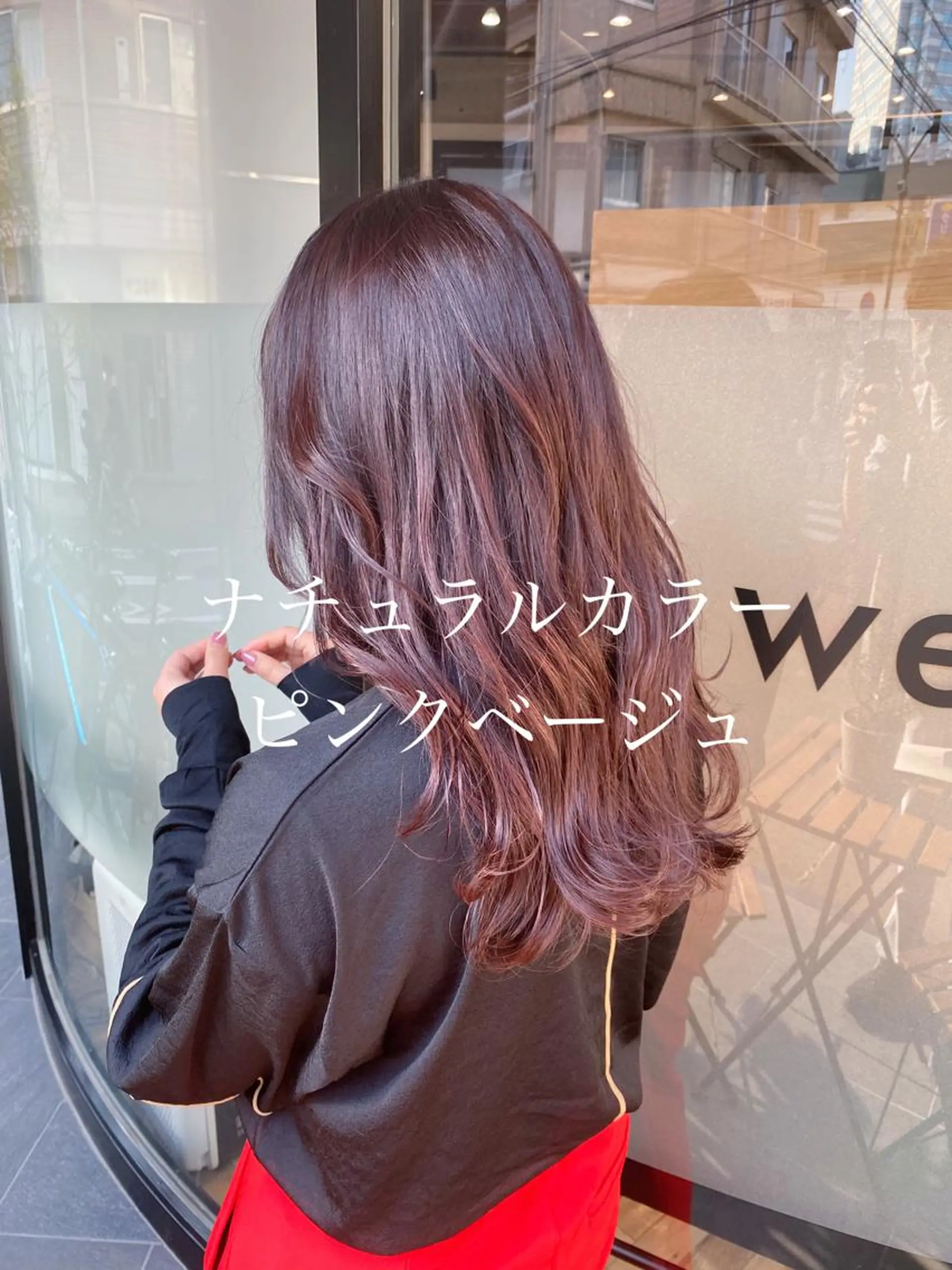 セミロング カラー ベージュカラー ピンクカラー ピンクベージュ デザインカラー/ ブリーチ/稲若健太郎のヘアスタイル