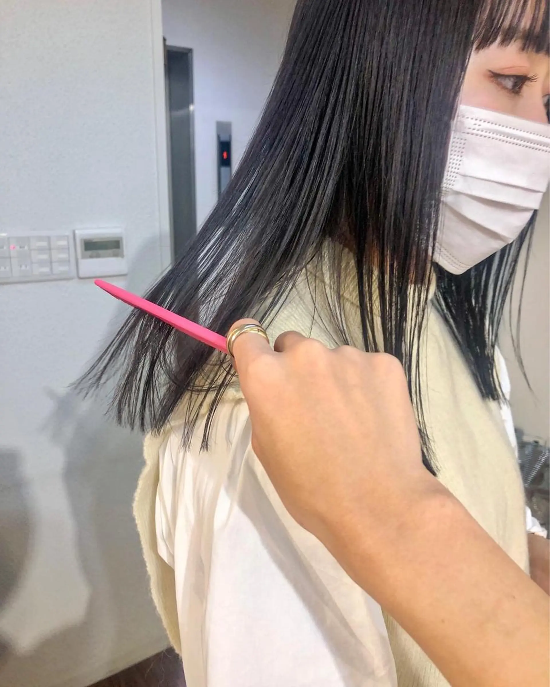 セミロング カラー ラベンダーカラー ラベンダーグレー 水野 雪 パーマ/暖色カラーのヘアスタイル