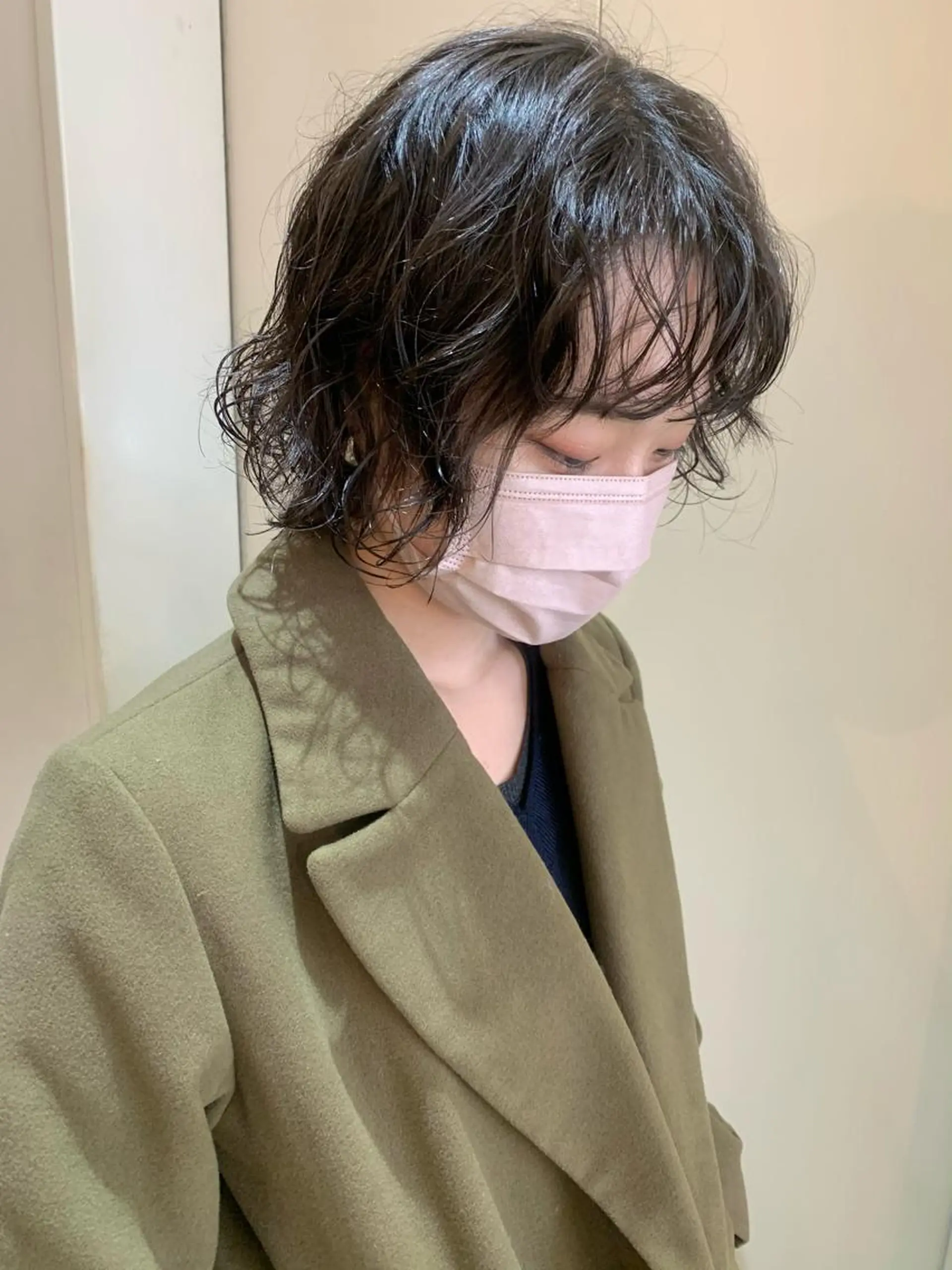 ミディアム パーマ ミディアムパーマ ボブ スパイラルパーマ カット パーマ 桃果 momokaのヘアスタイル