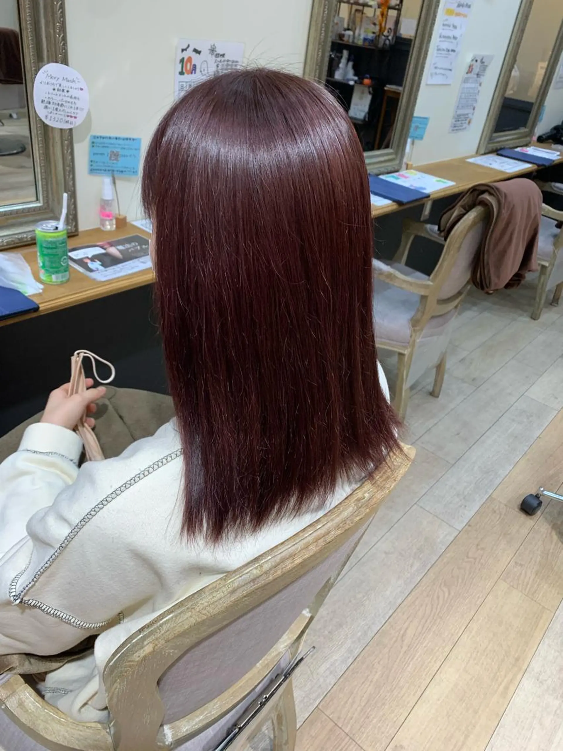 セミロング カラー ブラウンカラー ピンクカラー ピンクブラウン カット ヘアカラー トリートメント 上田 紗也のヘアスタイル