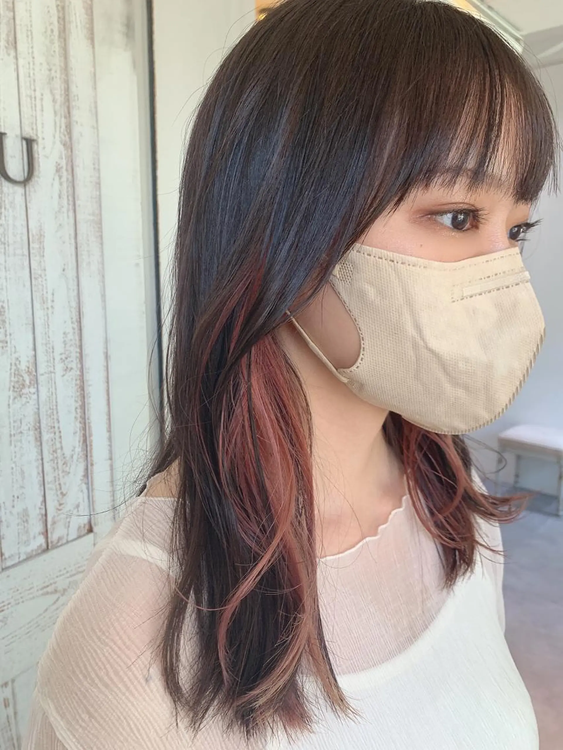 ロング カラー イヤリングカラー インナーカラー ピンクカラー カット ヘアカラー トリートメント JYUNESU表参道所属・似合わせhair🔸 アサダ　タカコ🔸のヘアスタイル