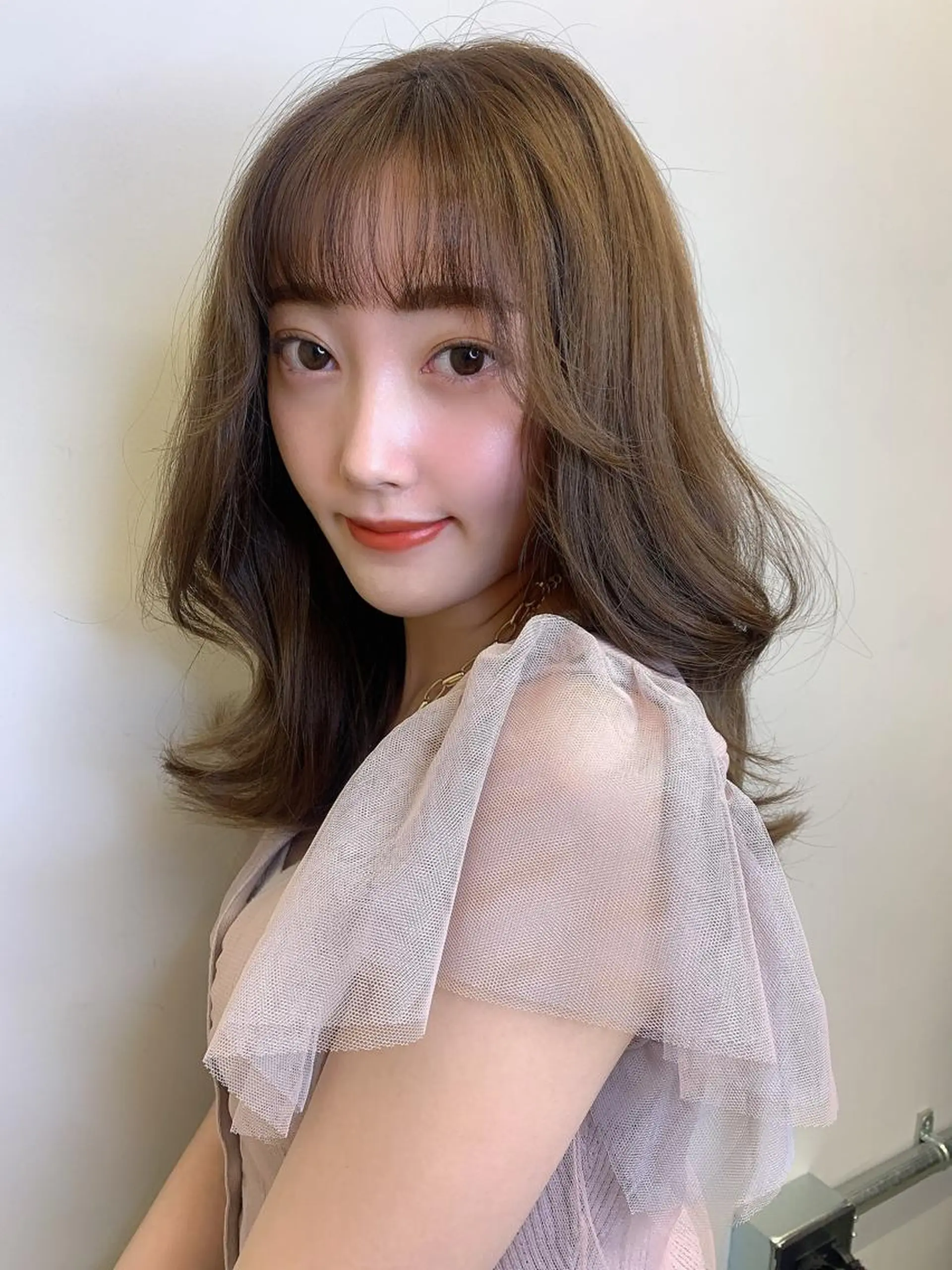 ミディアム カラー ヘアカラー トリートメント ヘッドスパ ヘアセット 透明感/オリーブ/ グレージュ/YUKAのヘアスタイル