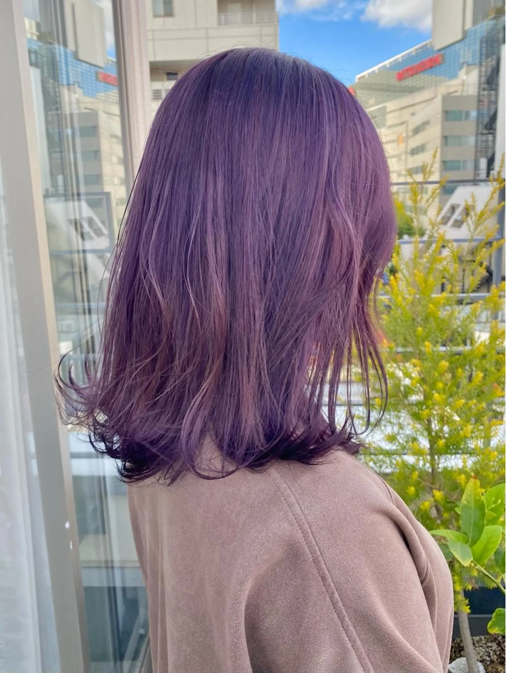 ミディアム カラー ブリーチ ラベンダーカラー ヘアカラー 暖色カラー/天神/ ヘイマサクラのヘアスタイル