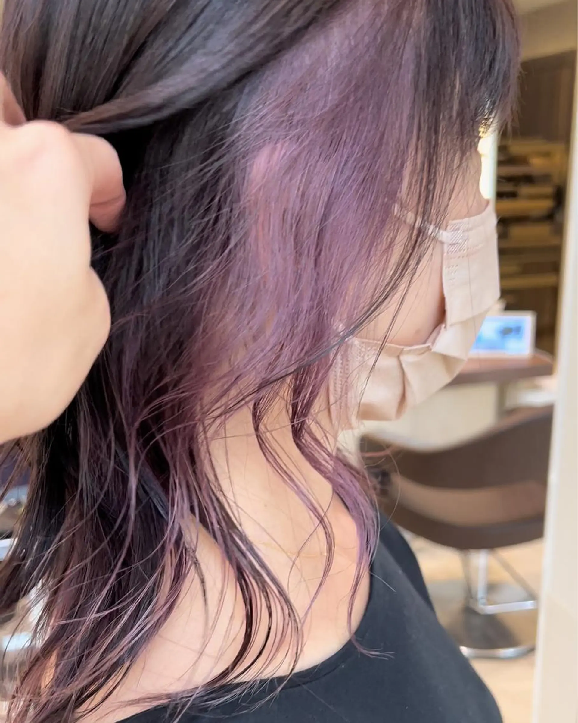 セミロング パープルカラー ヘアカラー MIRACミラク所属・☀️ハイトーンボブ ☀️石川 海斗のヘアスタイル