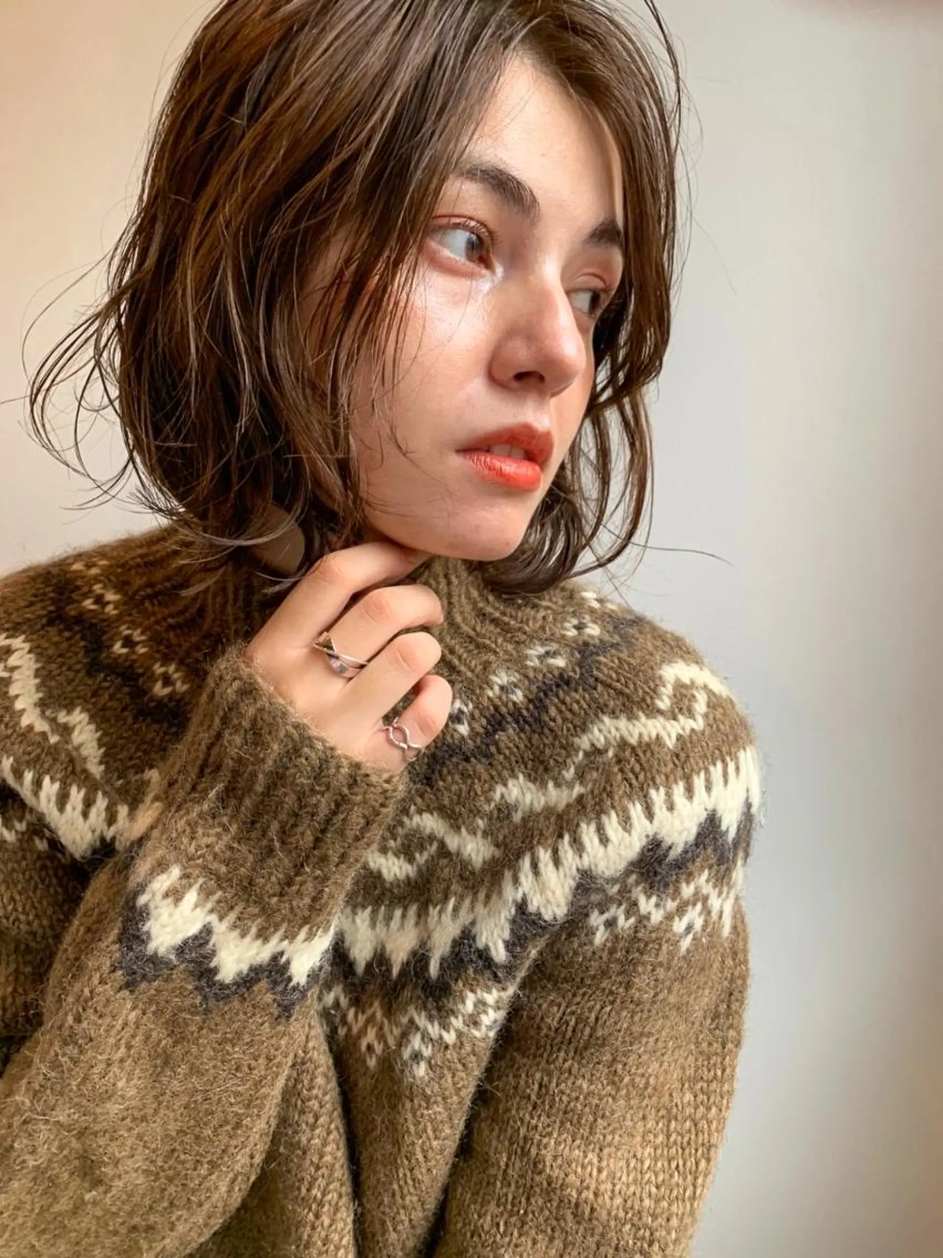 ミディアム パーマ カラー ミディアムパーマ ダブルカラー グラデーションカラー ハイライトカラー イルミナカラー CEINE PATHのヘアスタイル