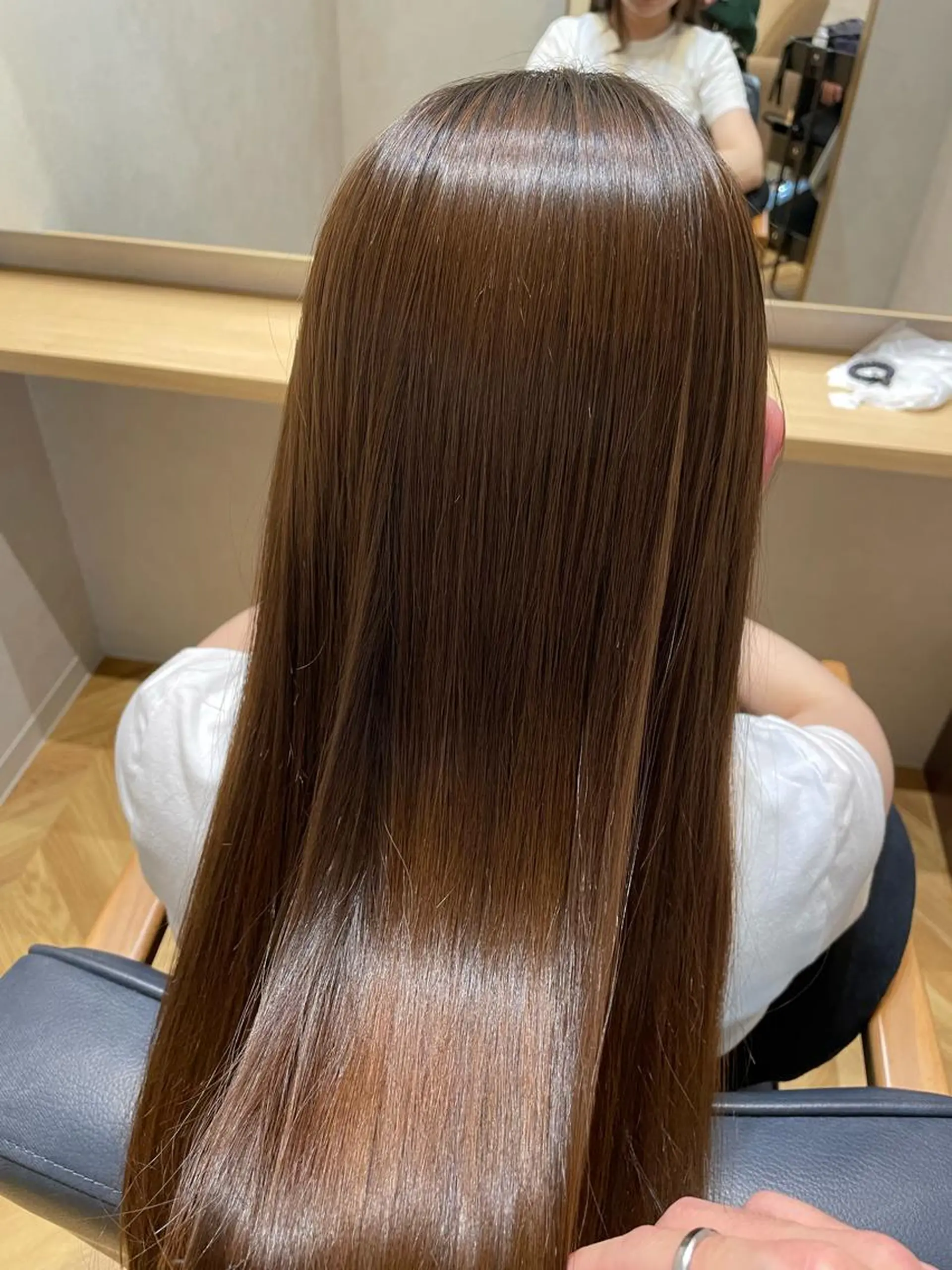 ロング ミストバング ボブ ハイライト 髪質改善 韓国風ヘア カット 縮毛矯正 トリートメント newi宮崎 akioのヘアスタイル