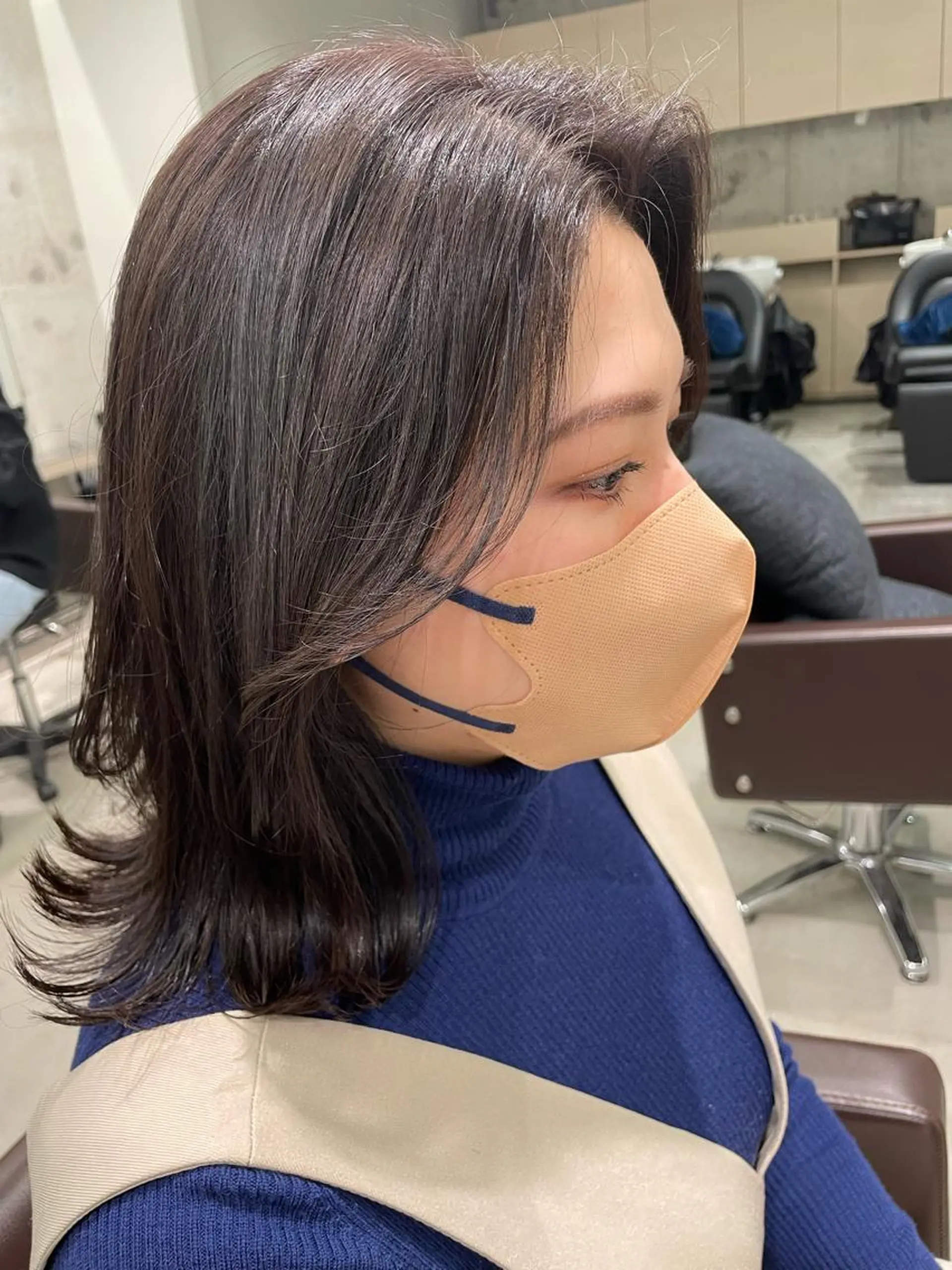 ミディアム カラー ボブ 髪質改善 トリートメント パーソナルカラー 藤本夢のヘアスタイル
