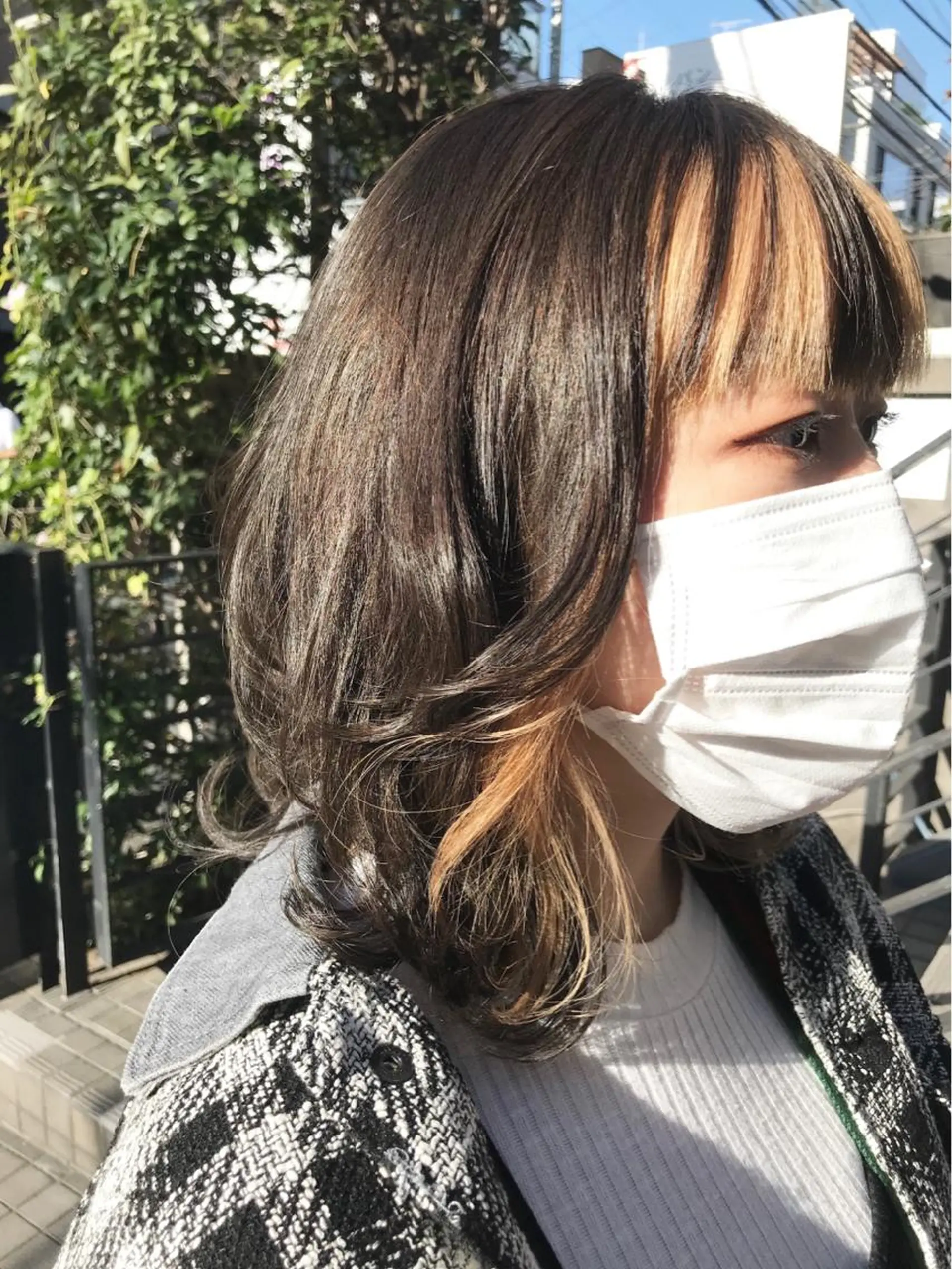 ミディアム カラー パーマ BEBE所属・ブリーチなし 透明感カラーKANAのヘアスタイル