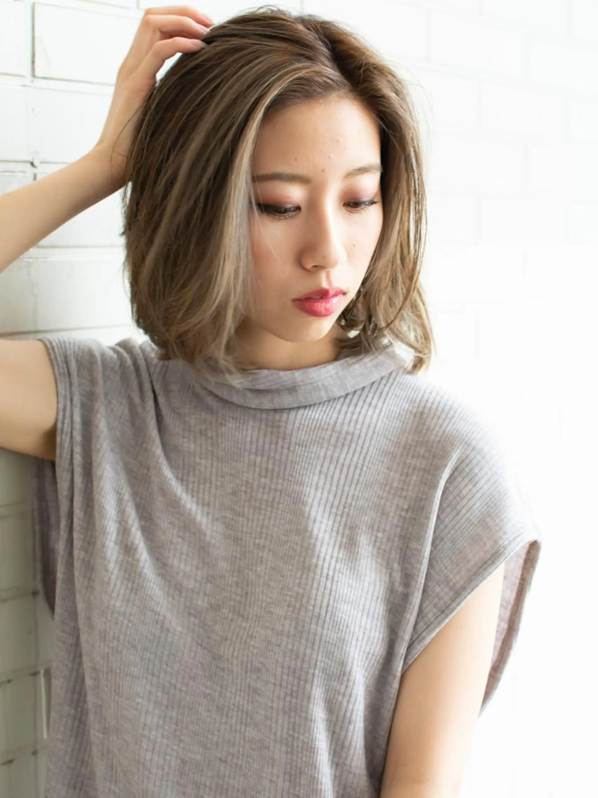 ミディアム ショートボブ ボブ 外国人風カラー ハイライト 外ハネヘア 撮影モデル 斉藤 正敏のその他イメージ