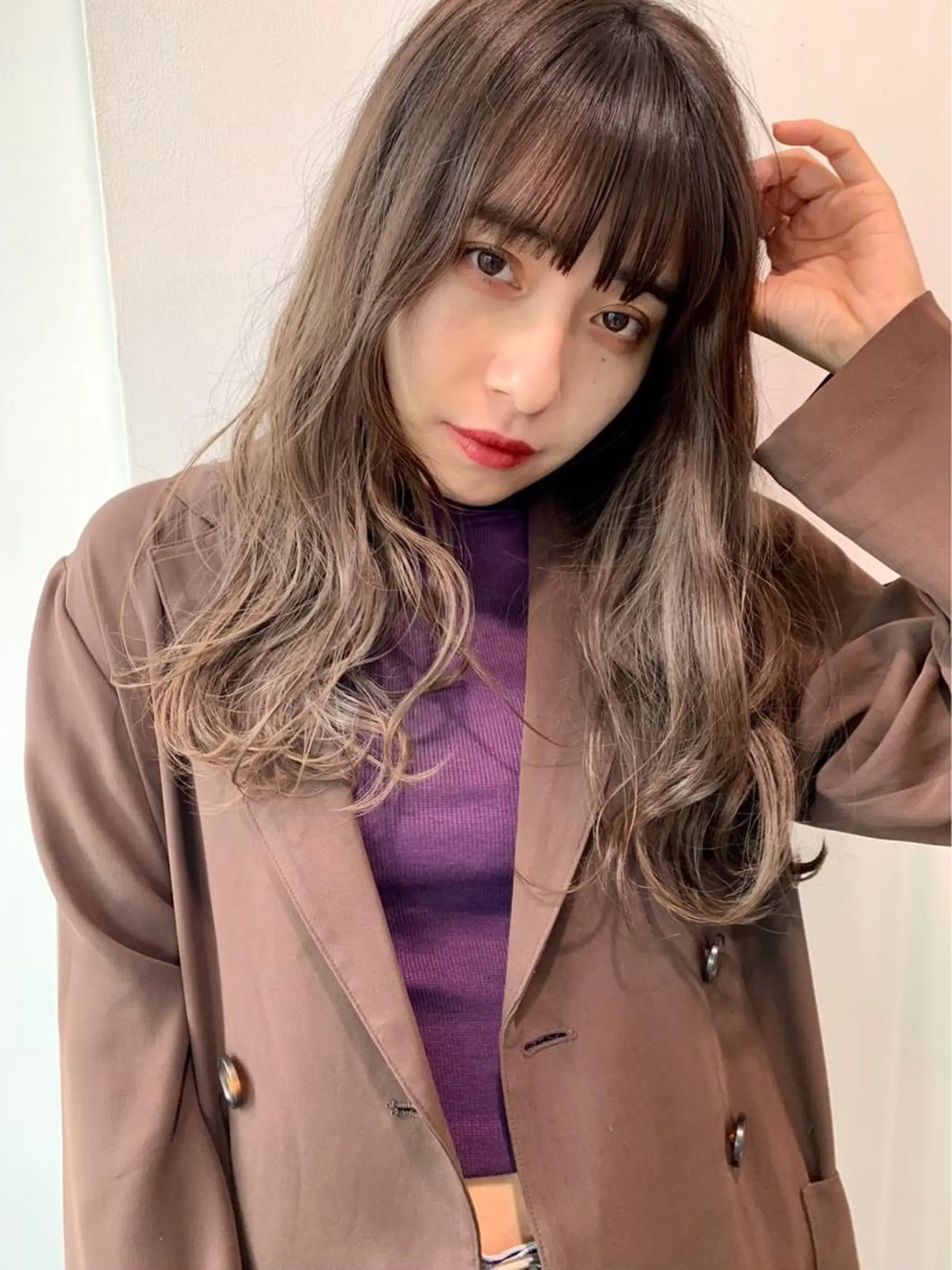 ミディアム カラー ブリーチ ブリーチなしカラー くすみミルクティー/ ブラウン🪡TOWAのヘアスタイル