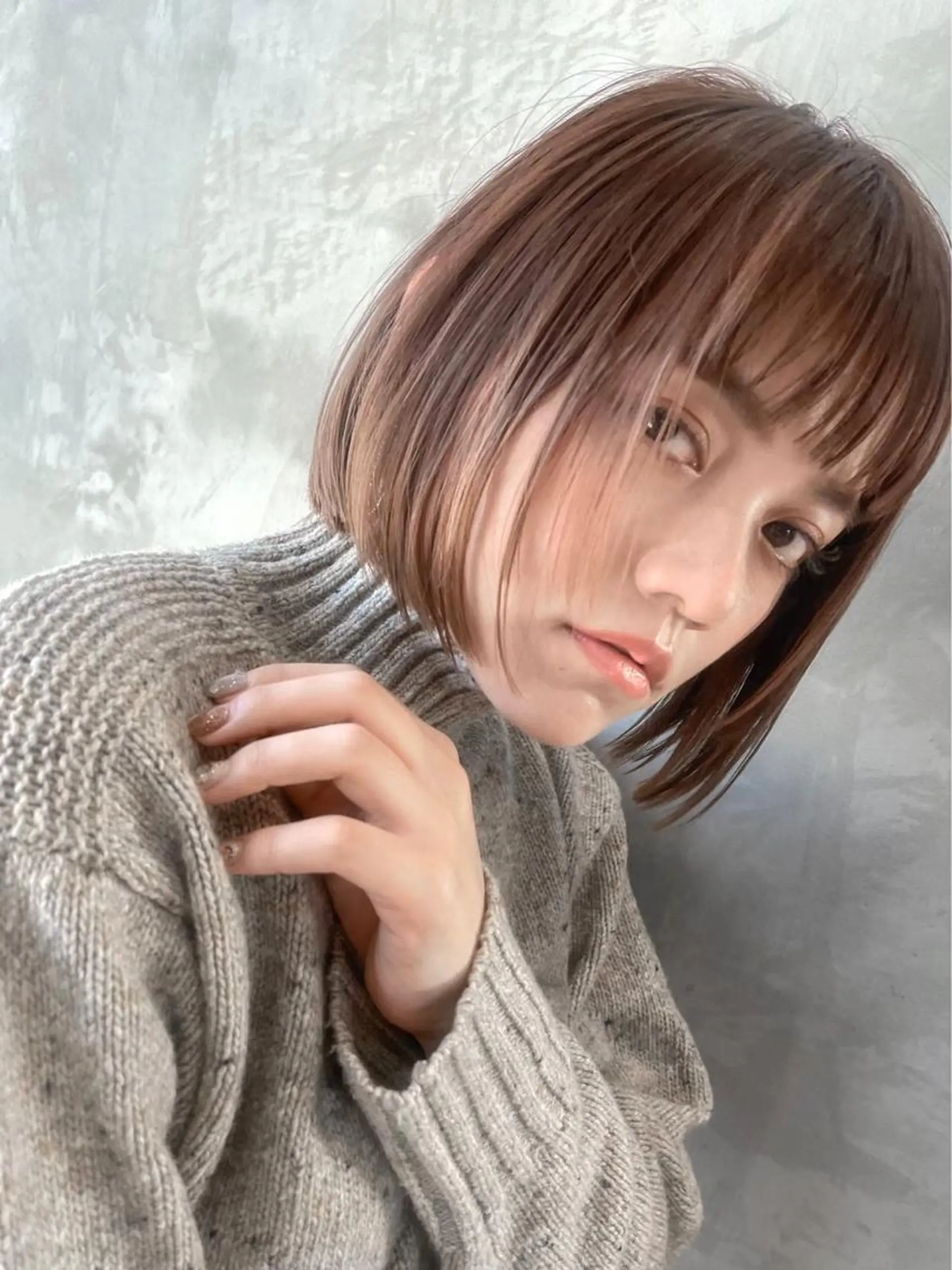 ショート カラー 切りっぱなしボブ/ 小顔ボブNANAのヘアスタイル