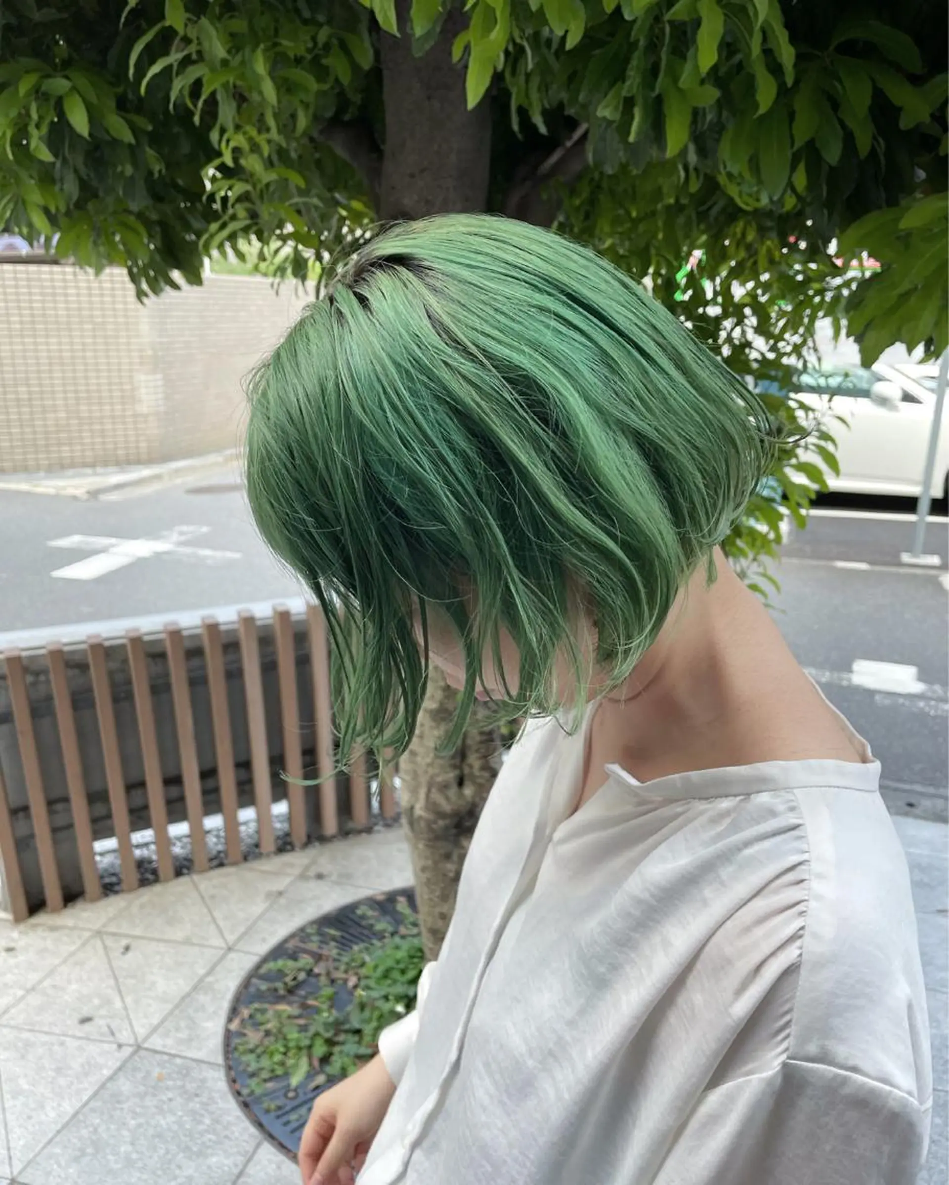 ミディアム カラー ブリーチ ミント ミントグリーン 吉田一輝 外国人パーマのヘアスタイル