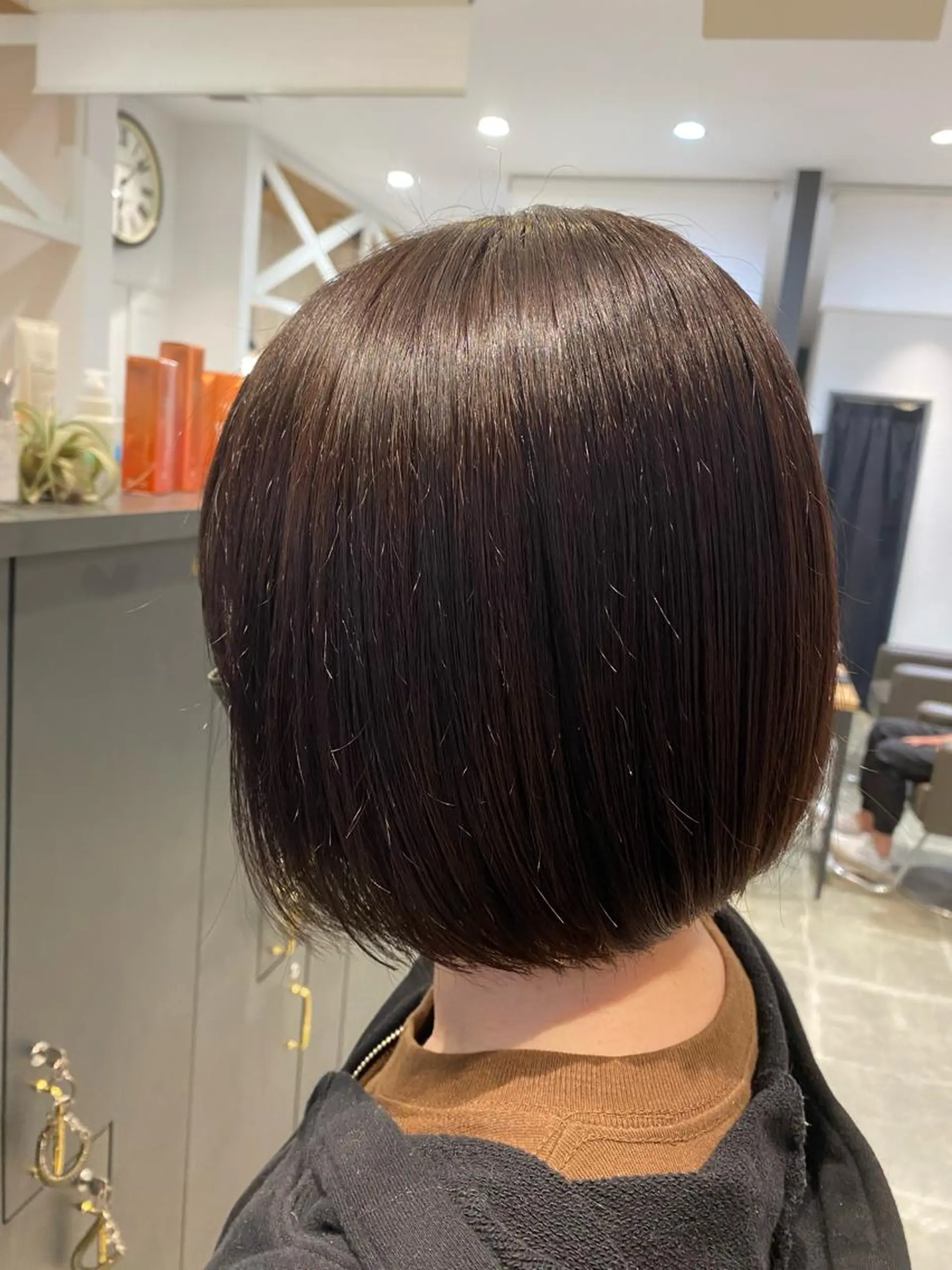 ミディアム カラー ブラウンカラー ラベンダーカラー ラベンダーブラウン ボブ 柴田 枝利子のヘアスタイル