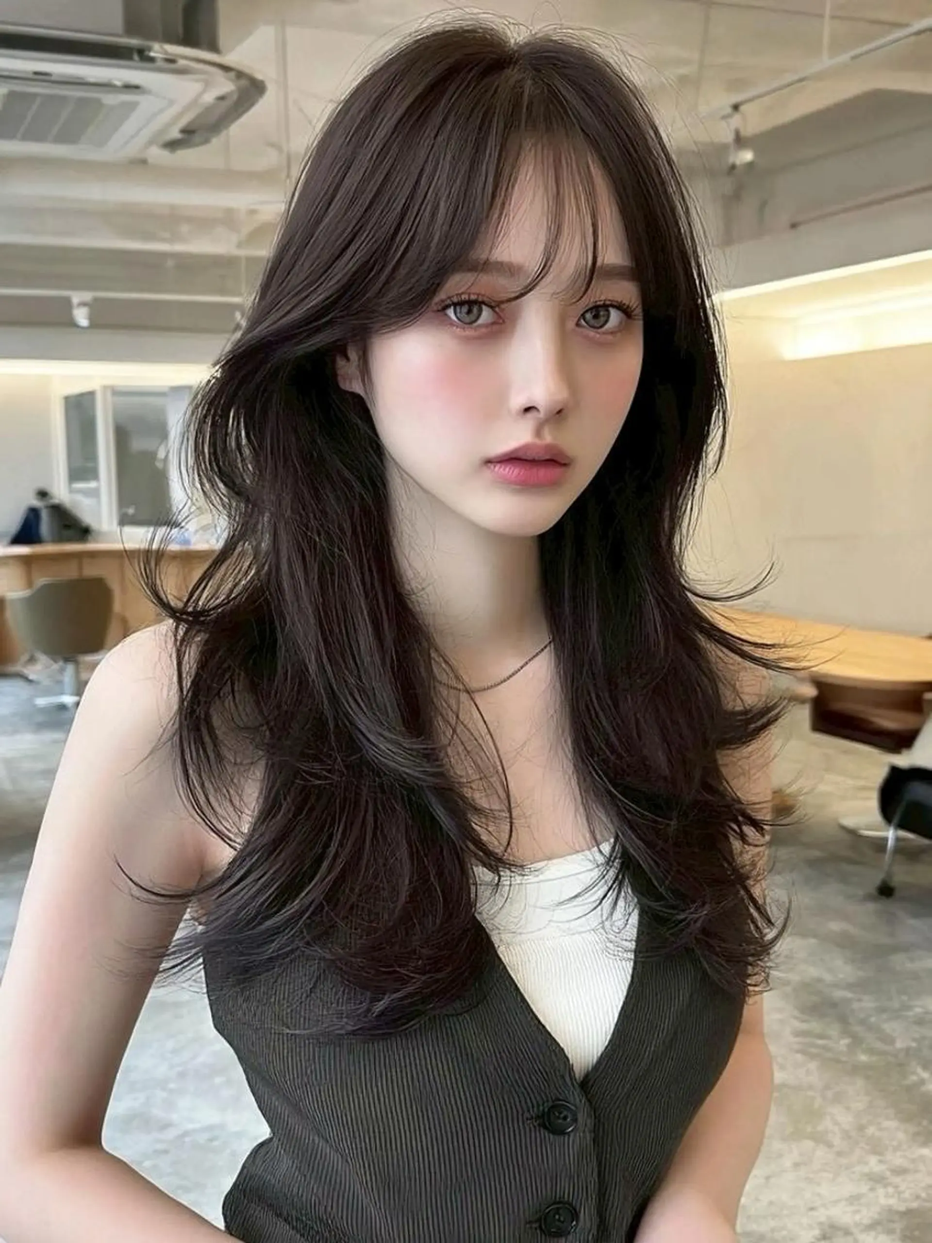 セミロング 韓国風ヘア レイヤーカット カット ヘアカラー トリートメント ＫＡＮＡ/天王寺 🎀🫧のマツエク・マツパデザイン