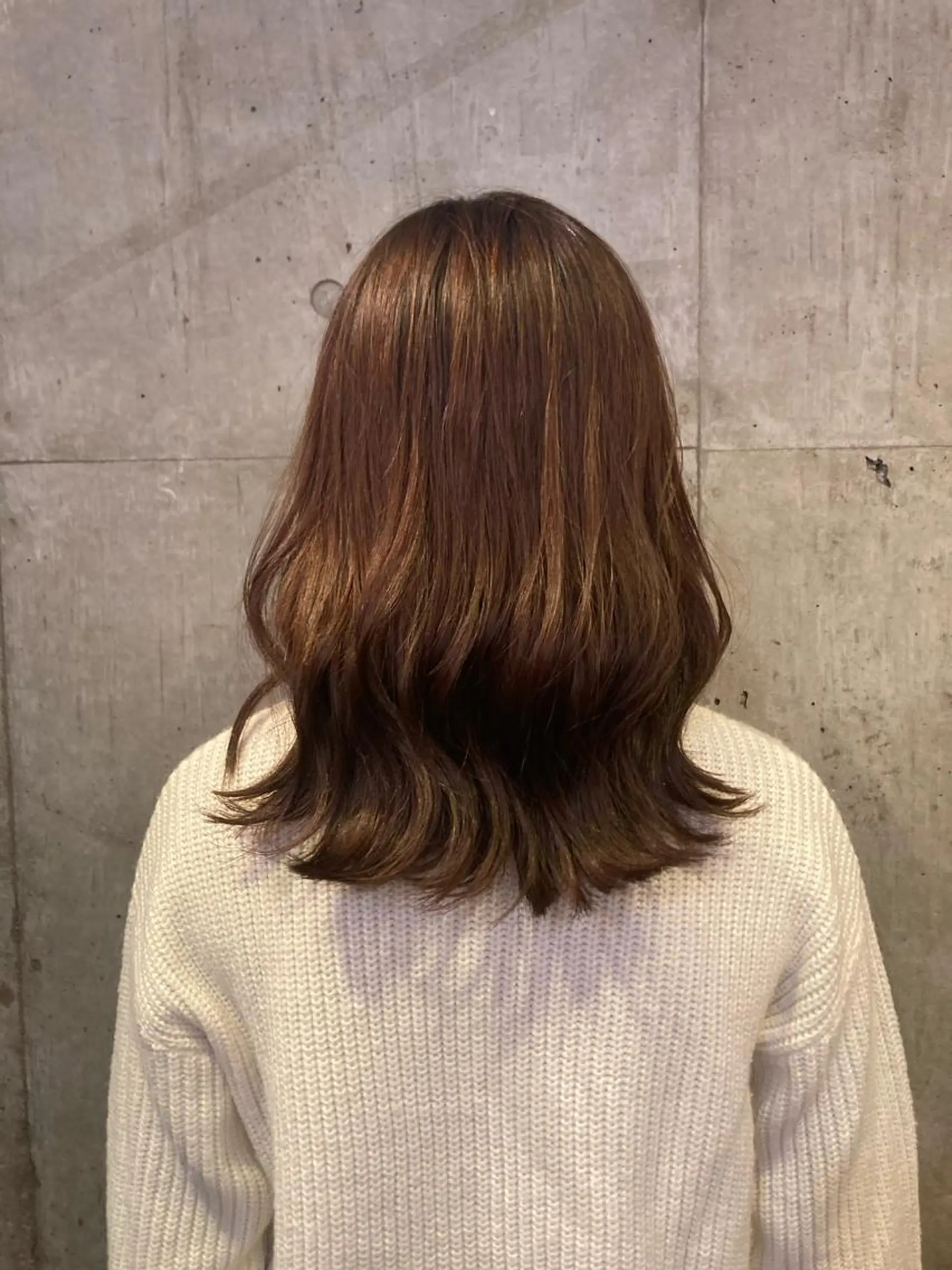 セミロング セミロングパーマ ボブ ハイライト 姫カット おくれ毛 ✂︎岡根 京花✂︎のヘアスタイル