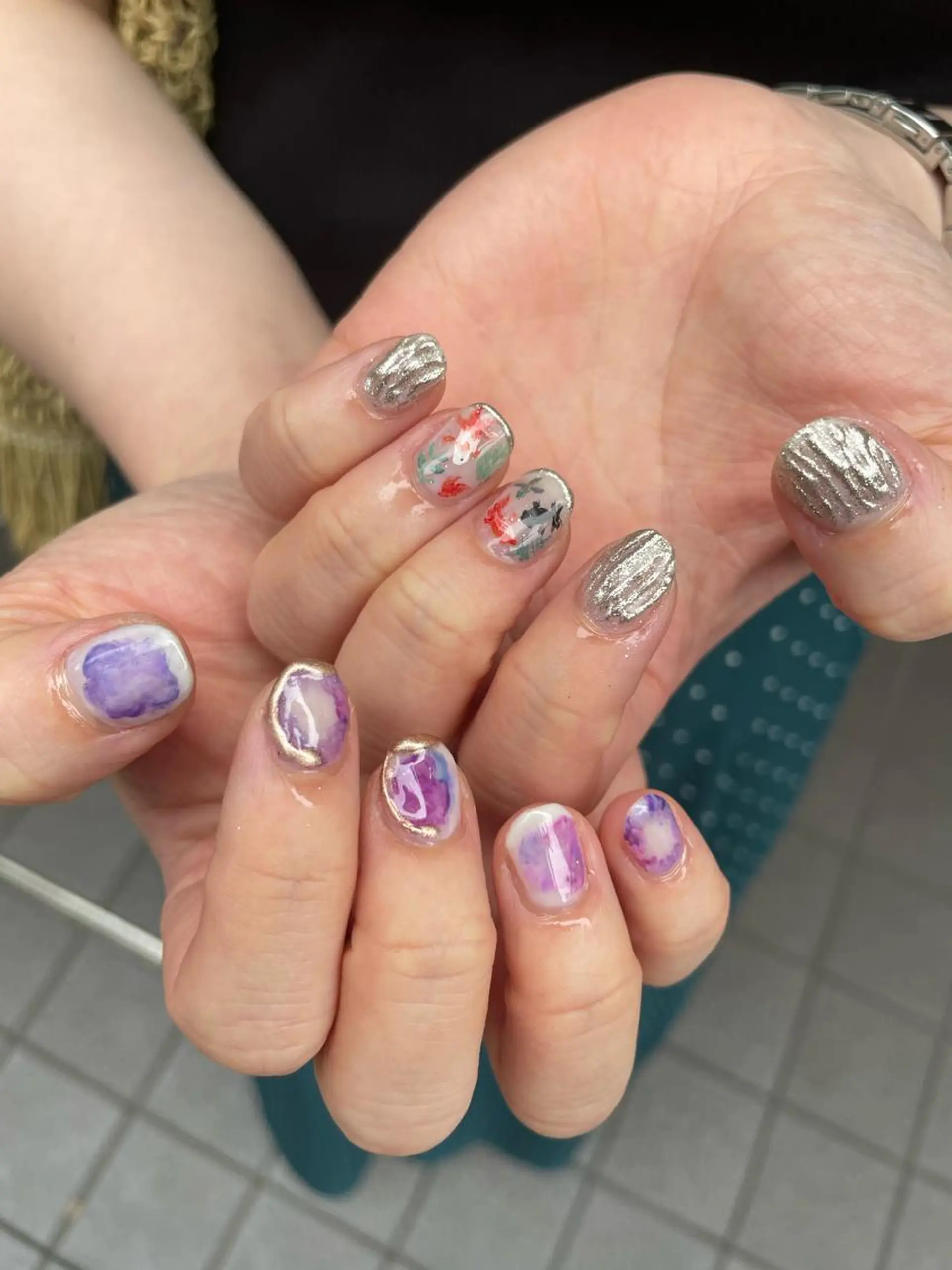 ネイル ハンドネイル ハイトーン🦄ネイル 💞のぶちのネイルデザイン