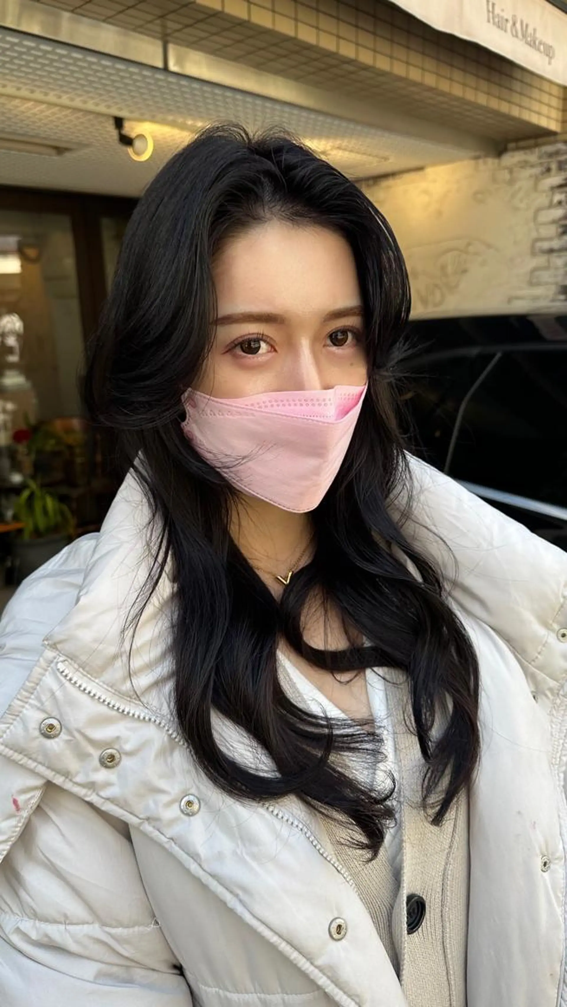 ロング カラー 切りっぱなしボブ ショートボブ バレイヤージュ ベージュカラー 黒髪 カット ヘアカラー トリートメント フリーランス所属・韓国ヘア レイヤー くびれヘアMATSUのヘアスタイル