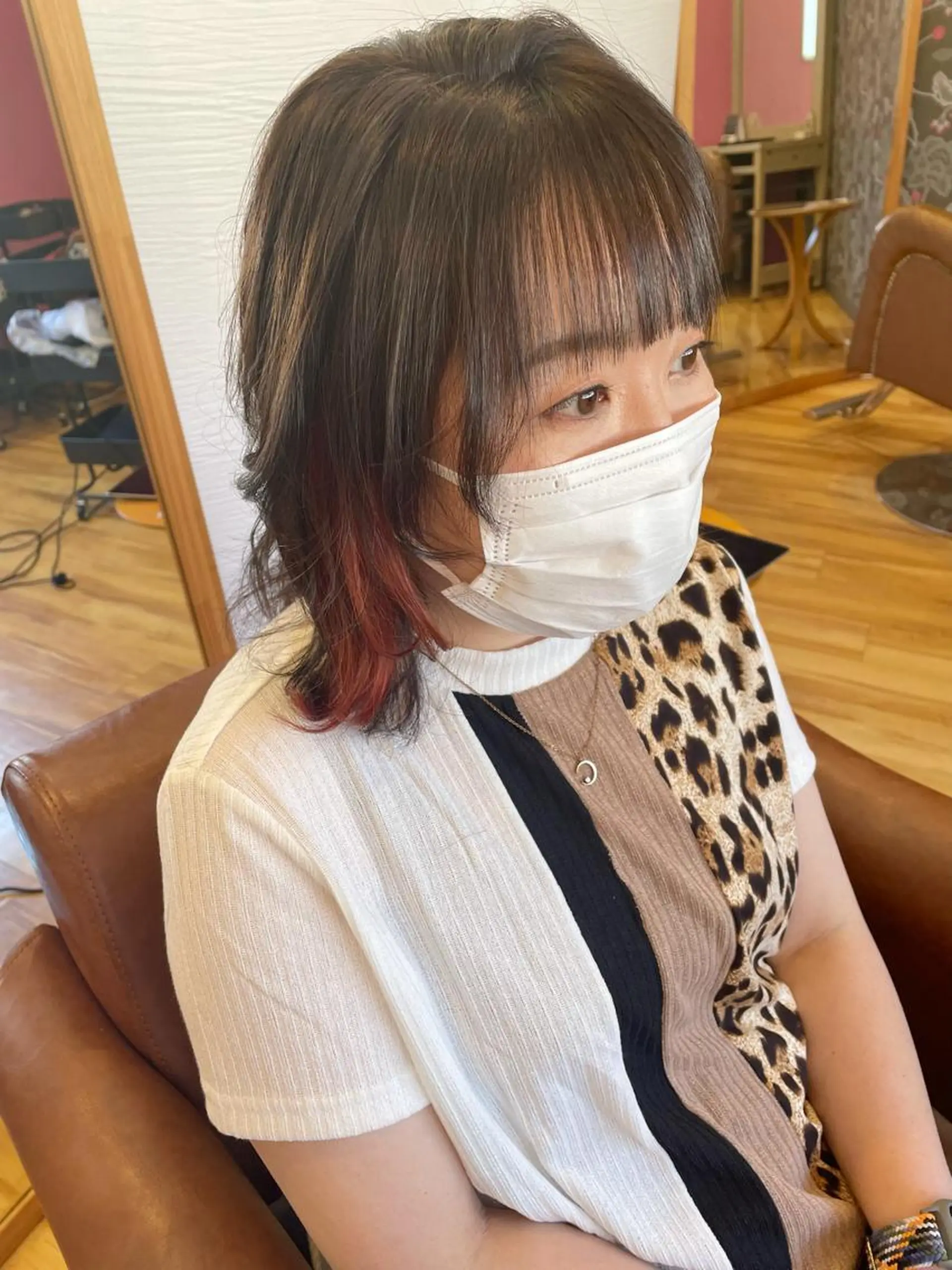 ミディアム カラー インナーカラー レイヤーカット 縮毛矯正 ウルフカット ウルフレイヤー ヘアカラー 北九州美容室 🕊️わかな✂︎のヘアスタイル