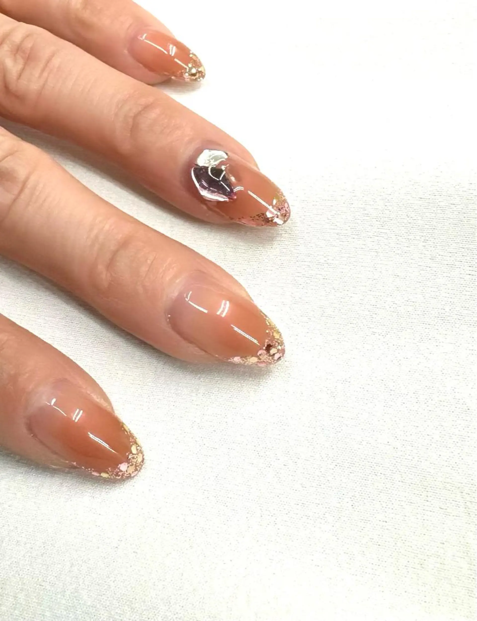 ネイル フレンチネイル グラデーション ラメ(グリッター) オレンジ Nail ameria megu所属・ameria meguのネイルデザイン
