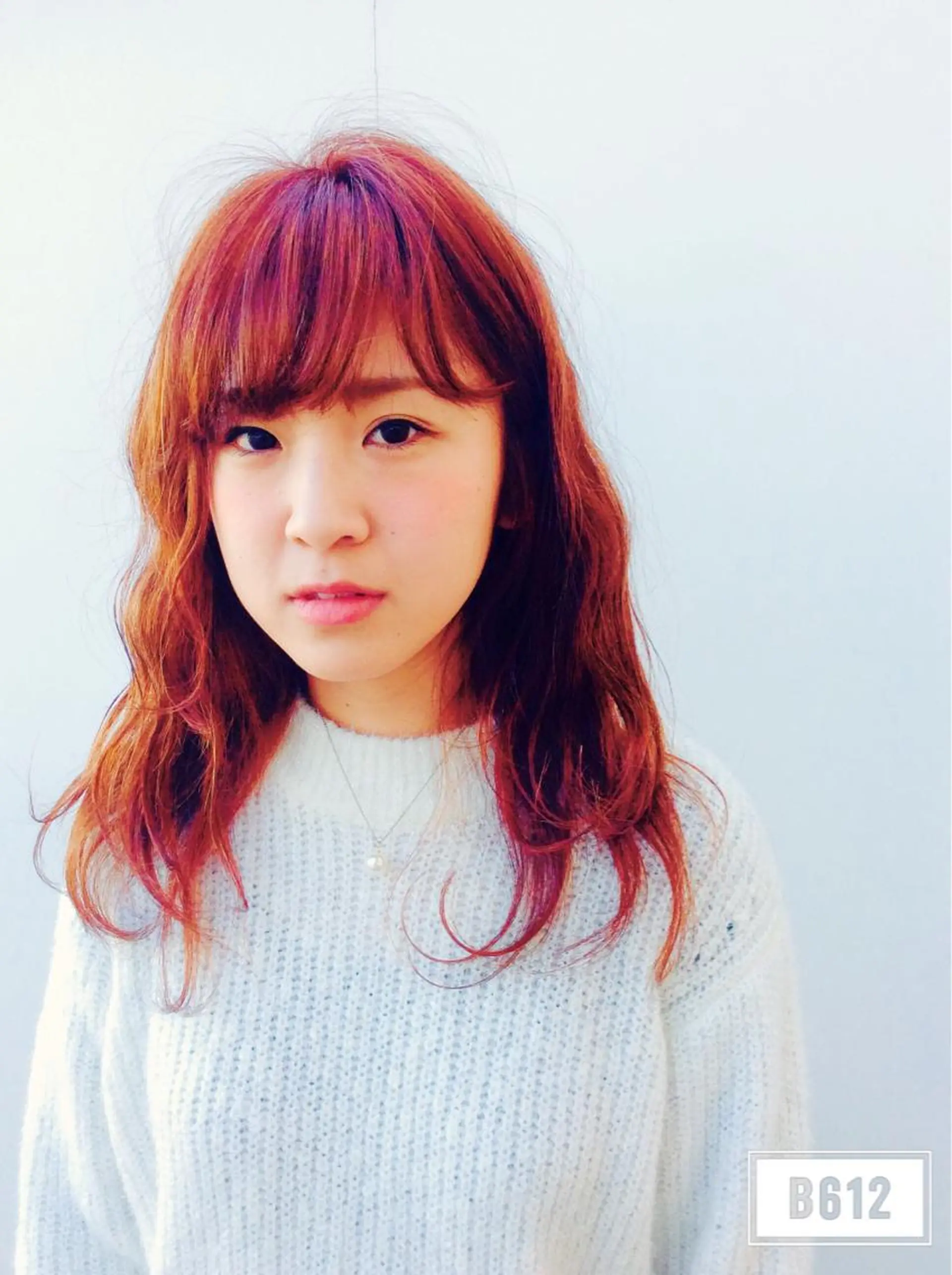 ロング カラー オレンジ 大野 あさみのヘアスタイル