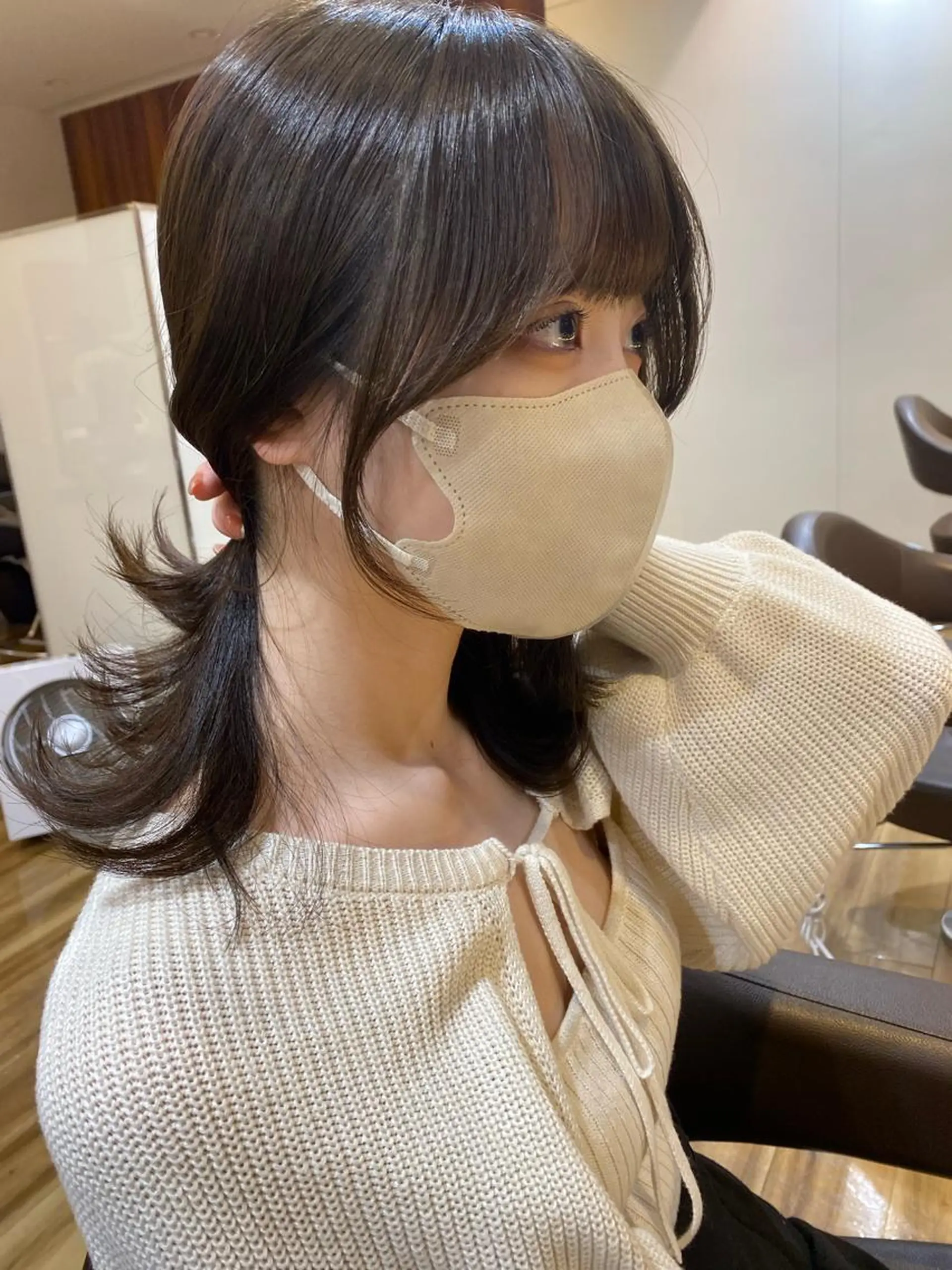 セミロング カラー カット ヘアカラー トリートメント レイヤーカット /透明感/千葉怜寿のヘアスタイル