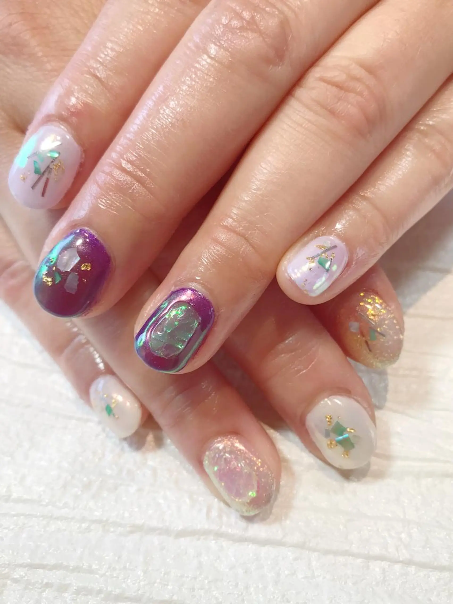 ネイル 氷ネイル・うるうるネイル ハンドネイル NAILSALON AMULEのネイルデザイン