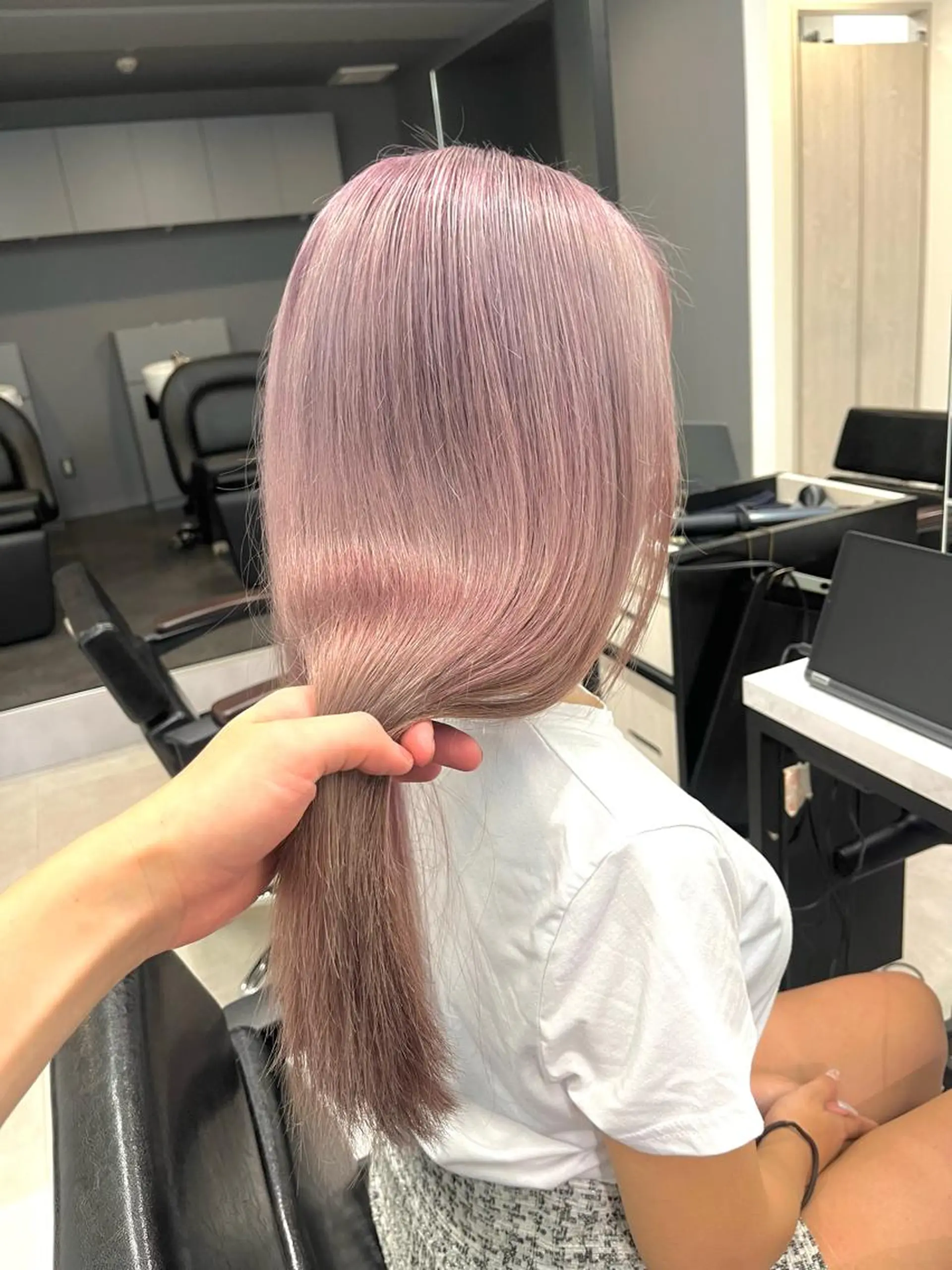 セミロング ラベンダーベージュ ハイライト/ショート /ボブ/RYOHEIのヘアスタイル