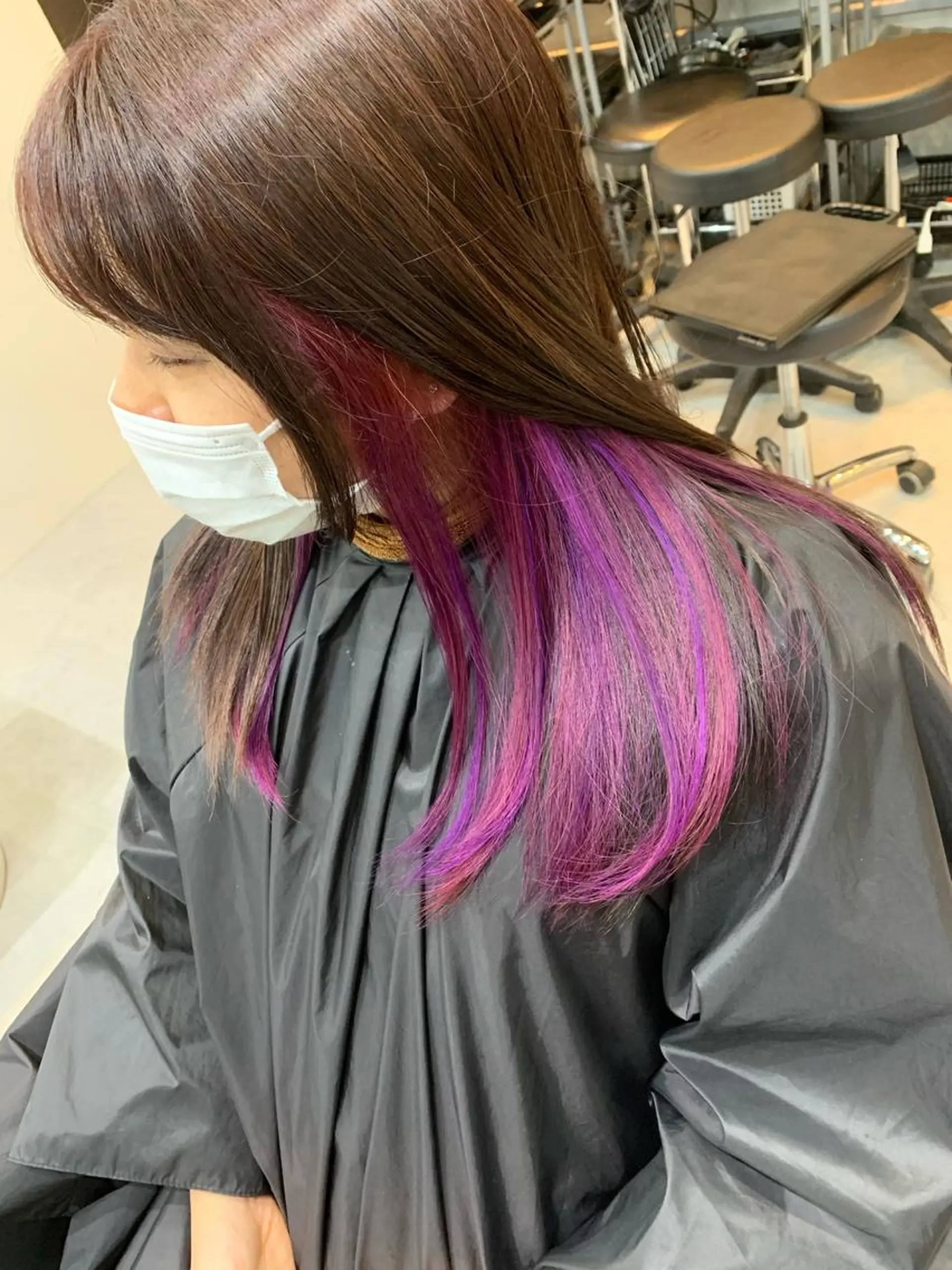 ロング カラー ヘアアレンジ ピンクカラー ピンクパープル パープルカラー VIM hairおもろまち店のヘアスタイル