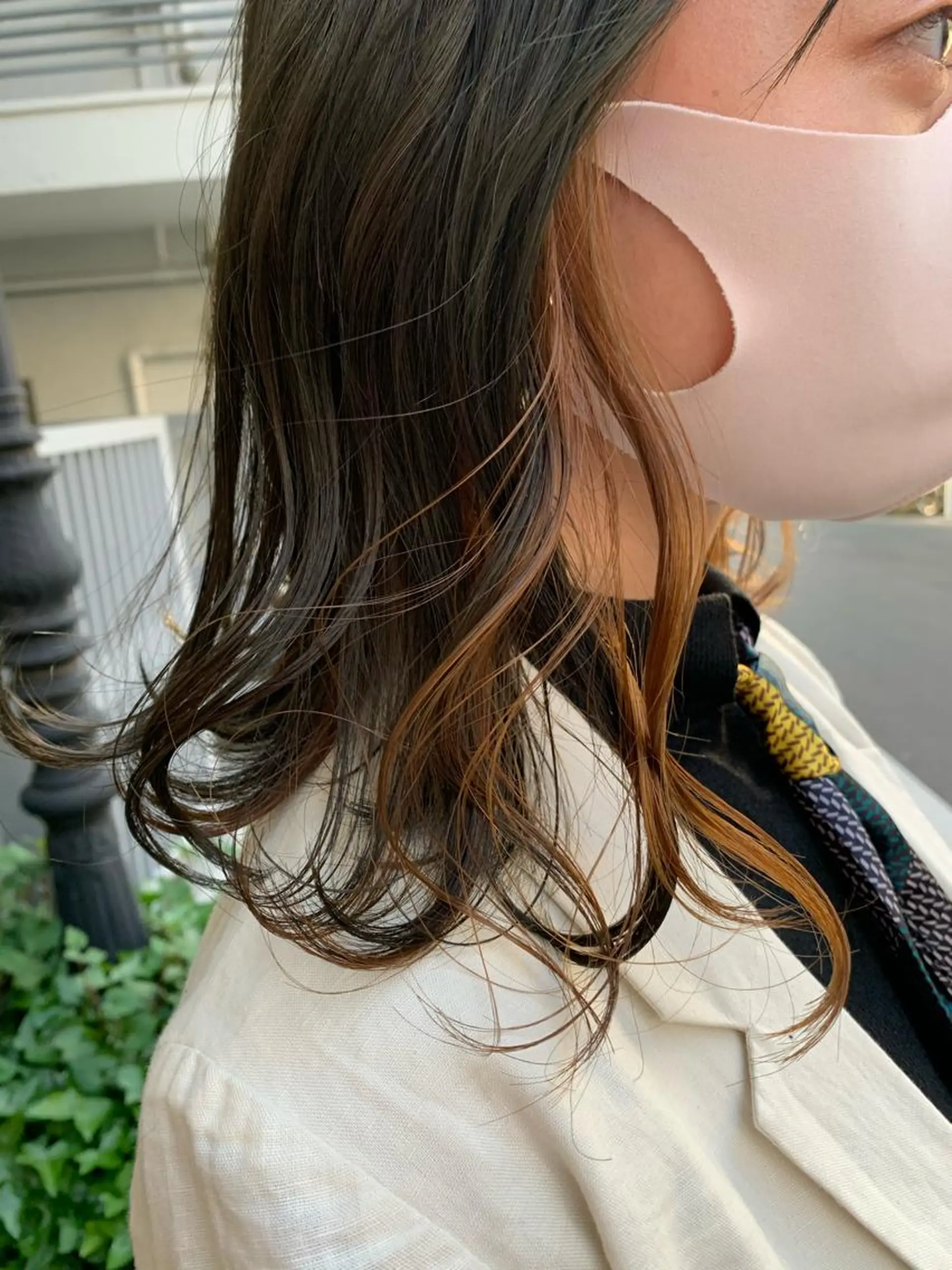 ミディアム カラー アッシュ ベージュカラー インナーカラー オリーブアッシュ 似合わせカラー🫶 小川千波のヘアスタイル