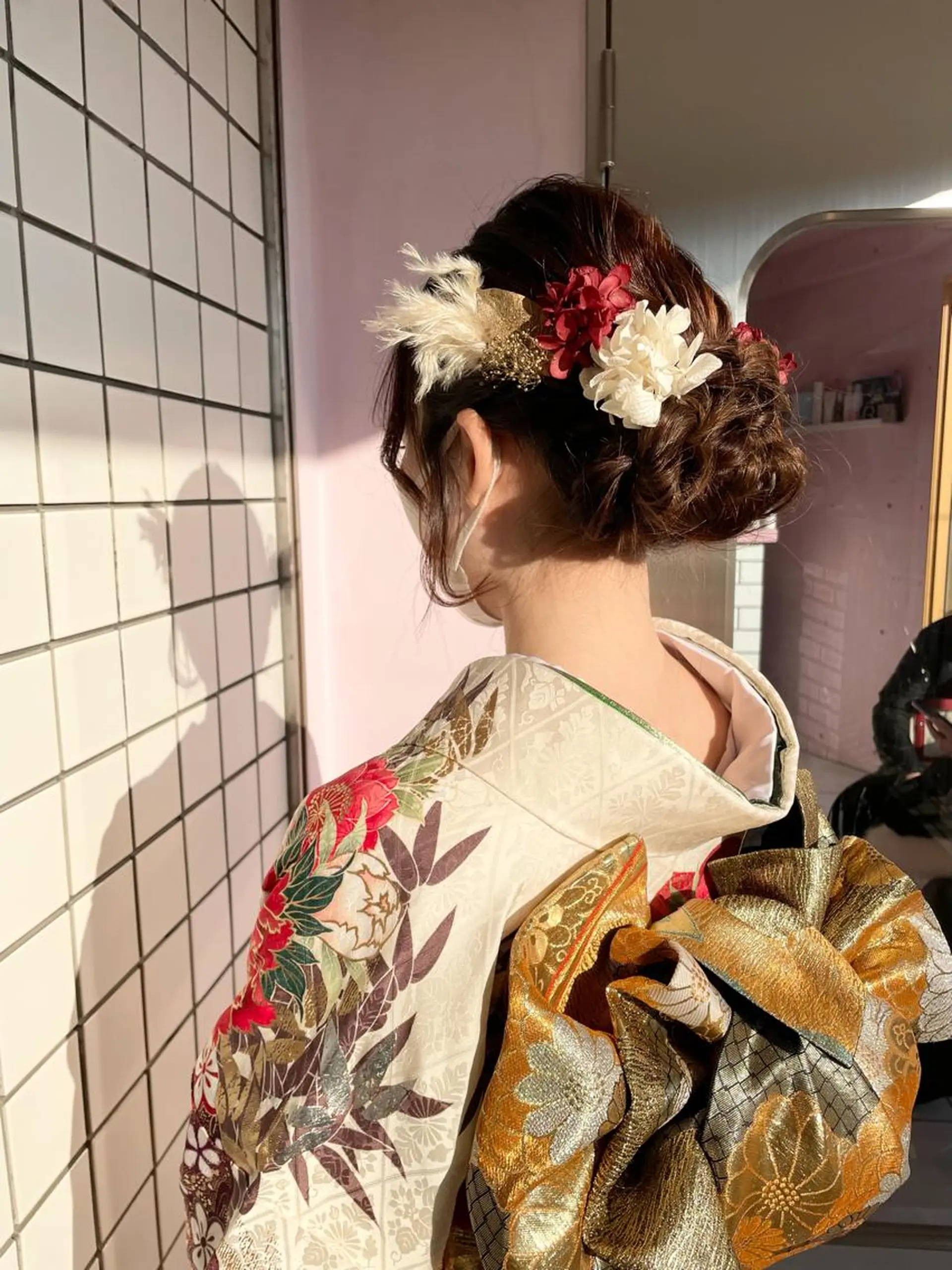 セミロング カラー ヘアアレンジ 成人式 心斎橋/ブリーチ minamiのヘアスタイル