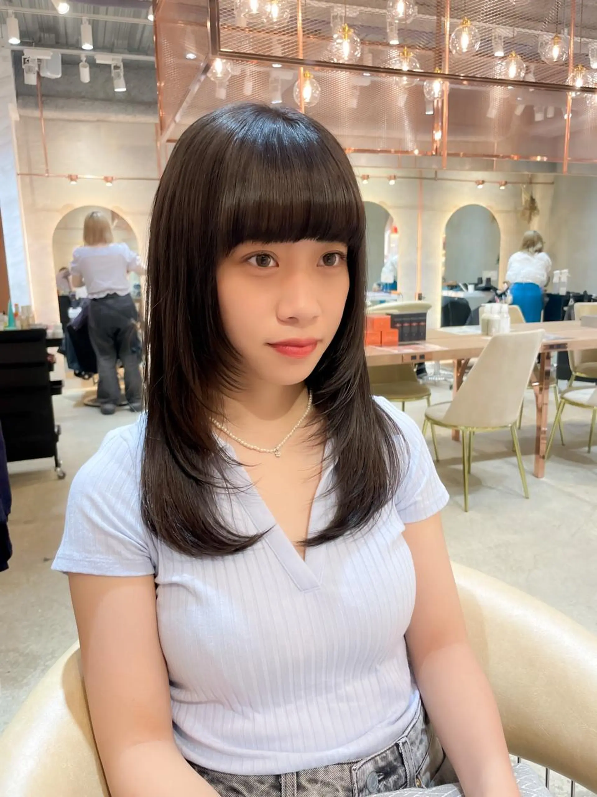 ミディアム カラー カット ヘアカラー 縮毛矯正 トリートメント レイヤー/韓国ヘア 縮毛矯正🫧鈴木颯のヘアスタイル