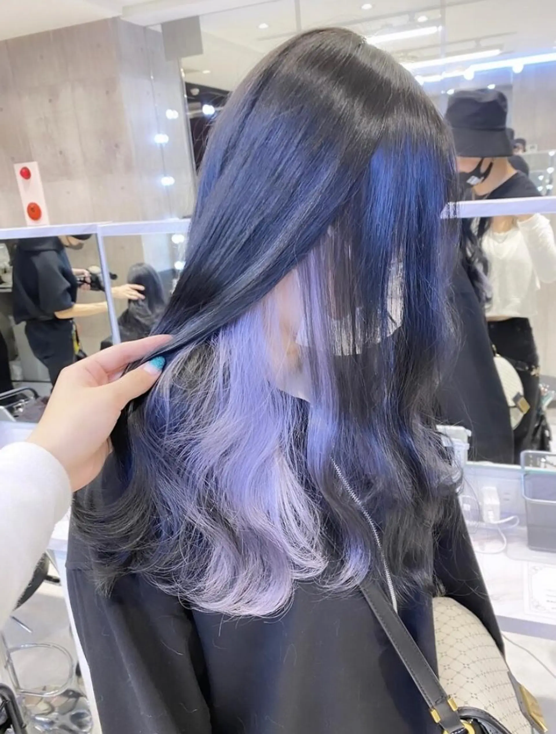 ロング アッシュ アッシュグレー アッシュグレージュ ミストバング ピンクブラウン ハイトーン×エクステ 💞くるみのヘアスタイル